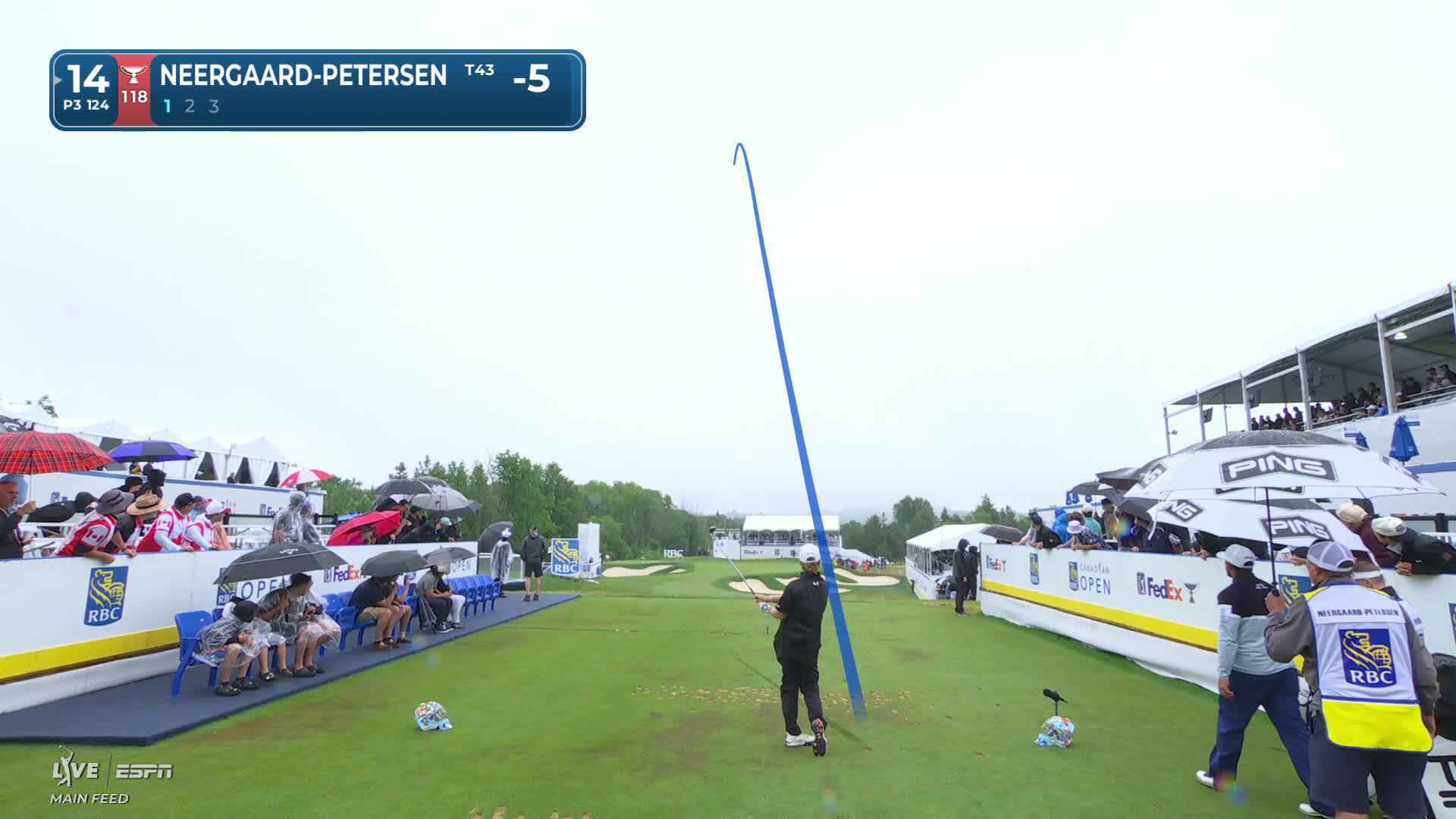 Rasmus Neergaard-Petersen hits tee shot to 3 feet, sets up birdie on No. 14 at RBC Canadian