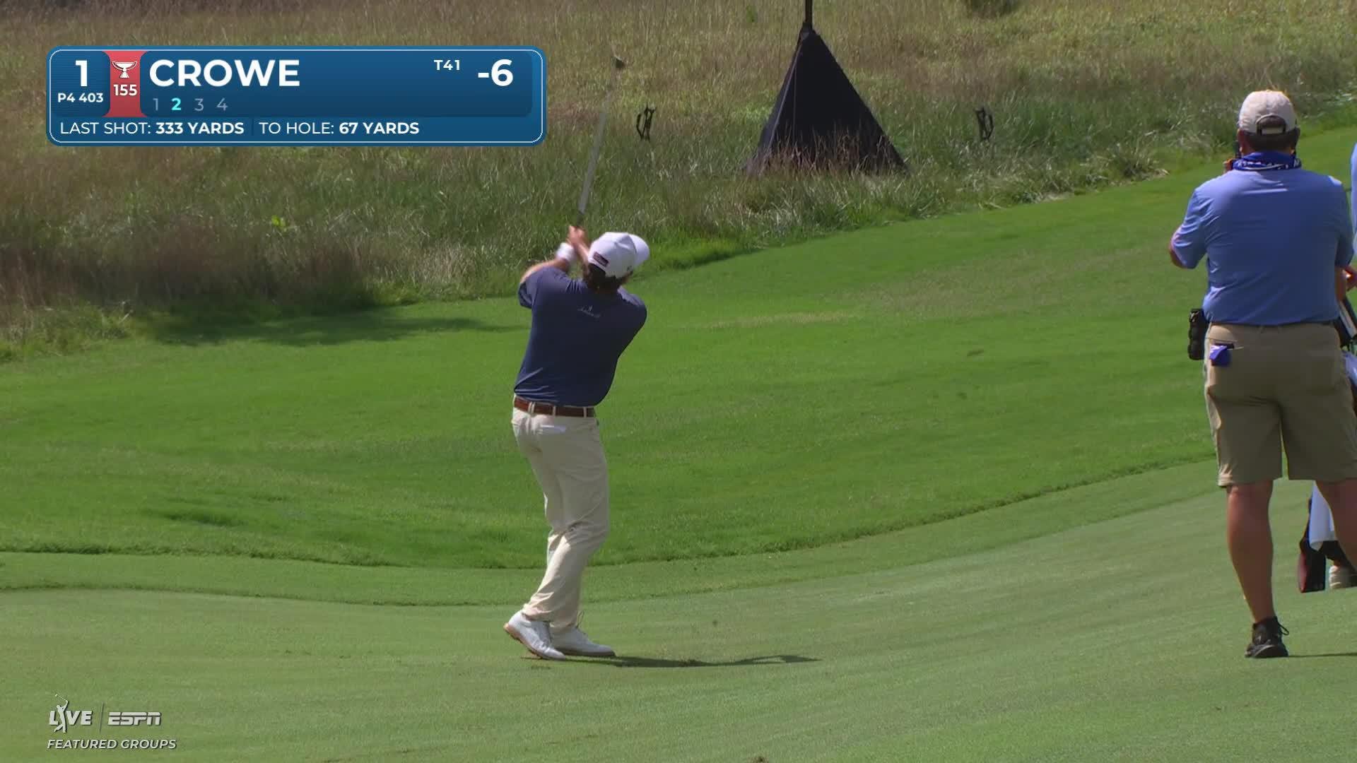 Trace Crowe gets up-and-down from 68 yards for birdie on No. 1 at Wyndham