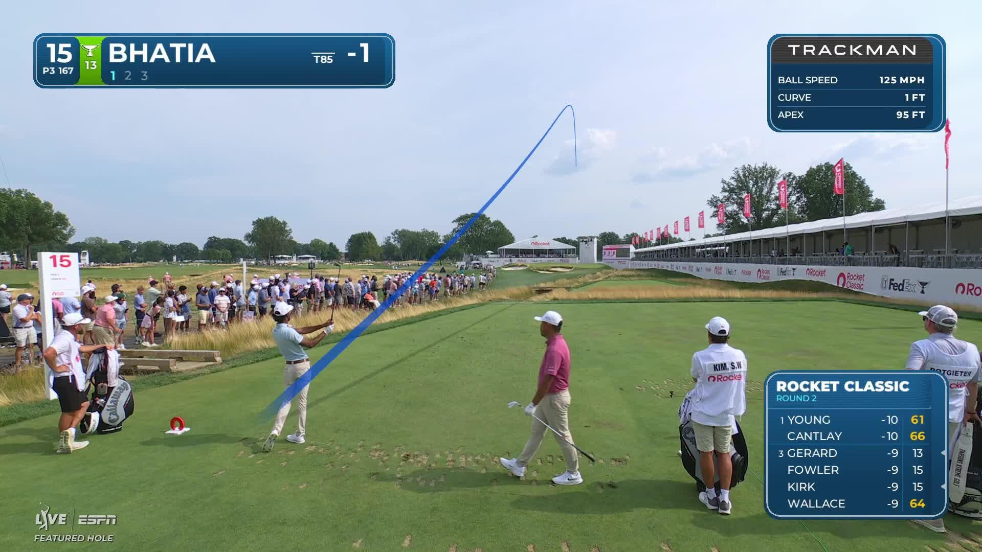 Akshay Bhatia hits tee shot to 12 feet, sets up birdie on No. 15 at Rocket Classic