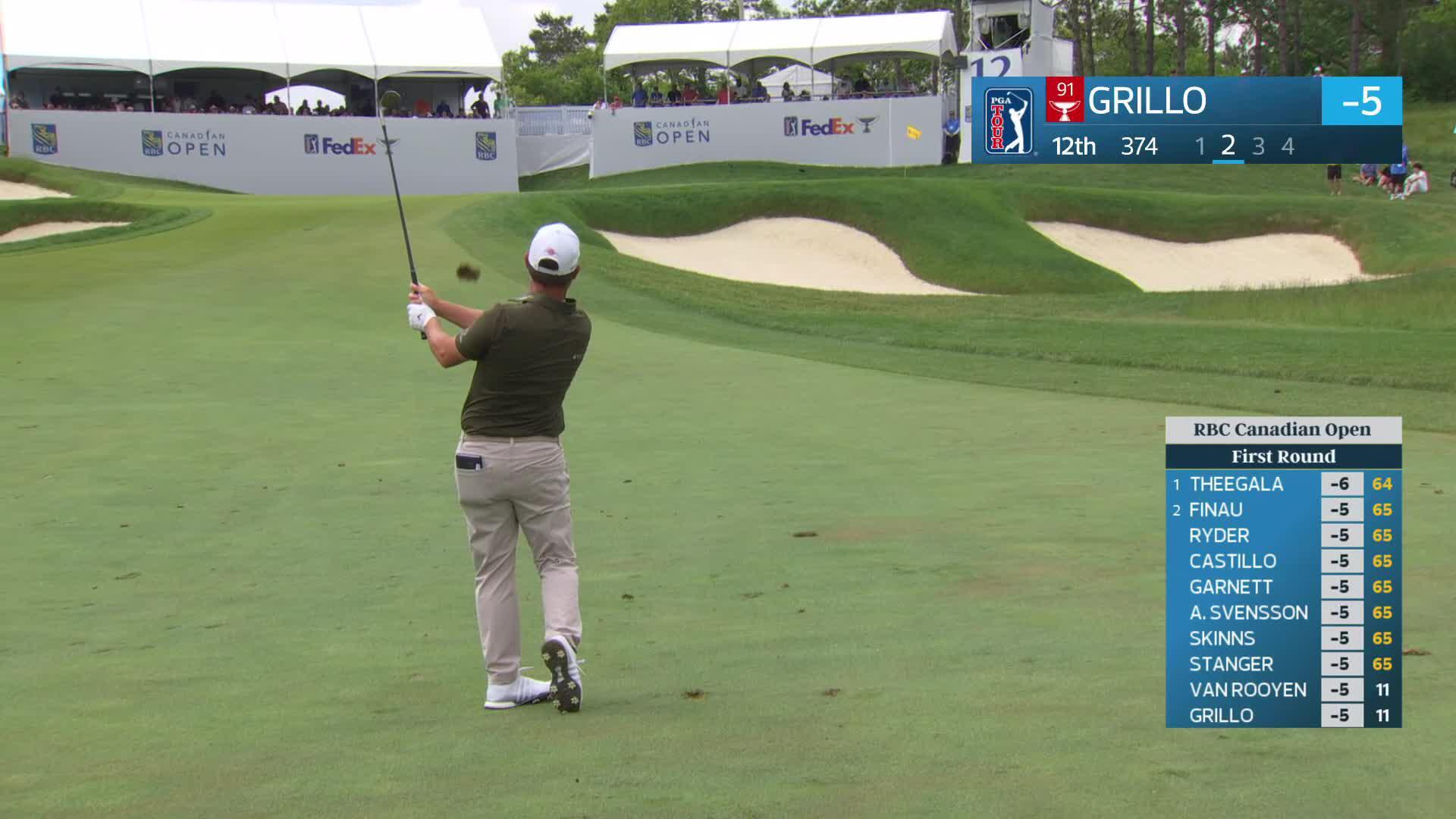 Emiliano Grillo's 82-yard approach sets up birdie on No. 12 at RBC Canadian