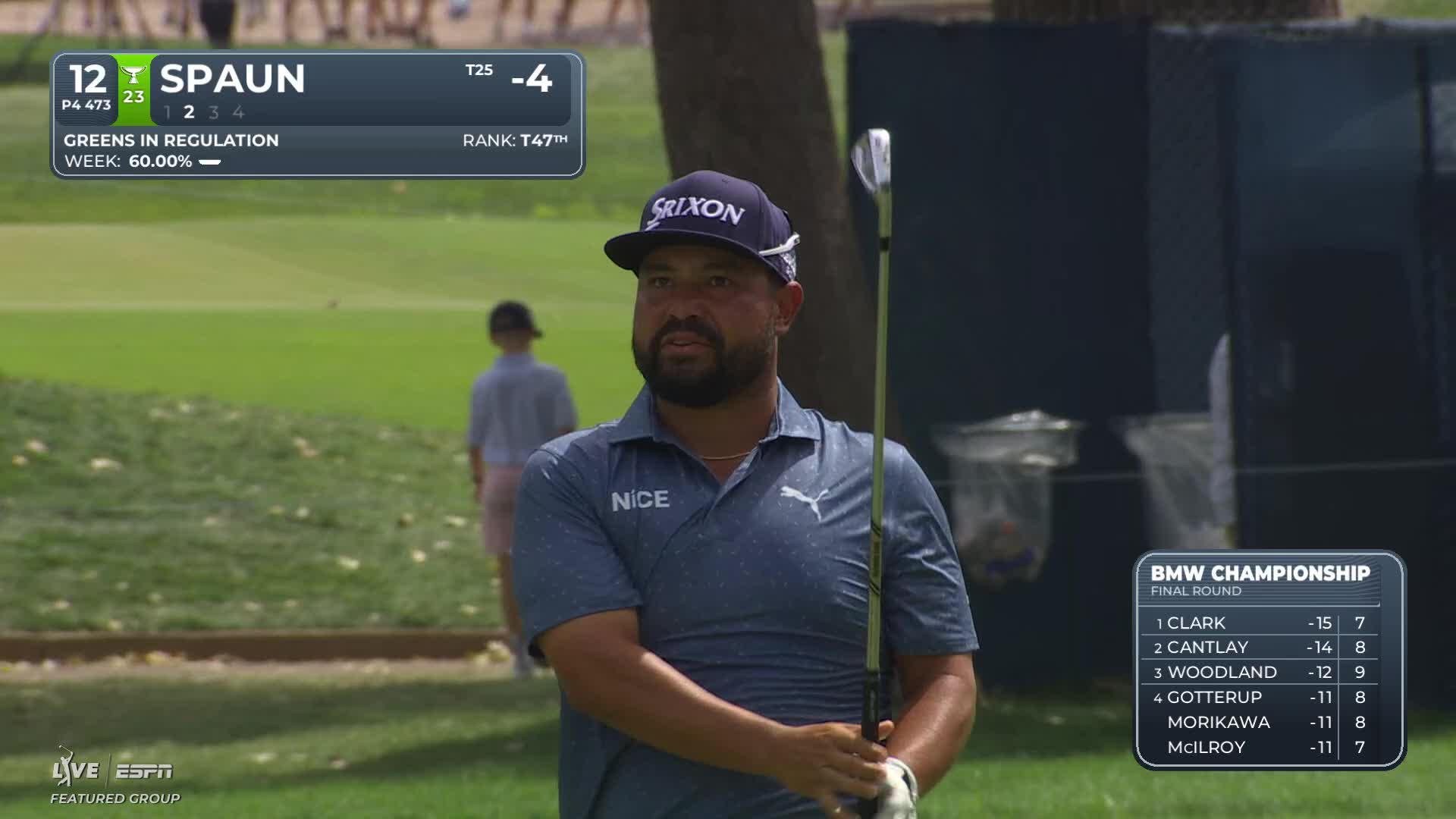 J.J. Spaun's 142-yard approach sets up birdie on No. 12 at BMW Championship