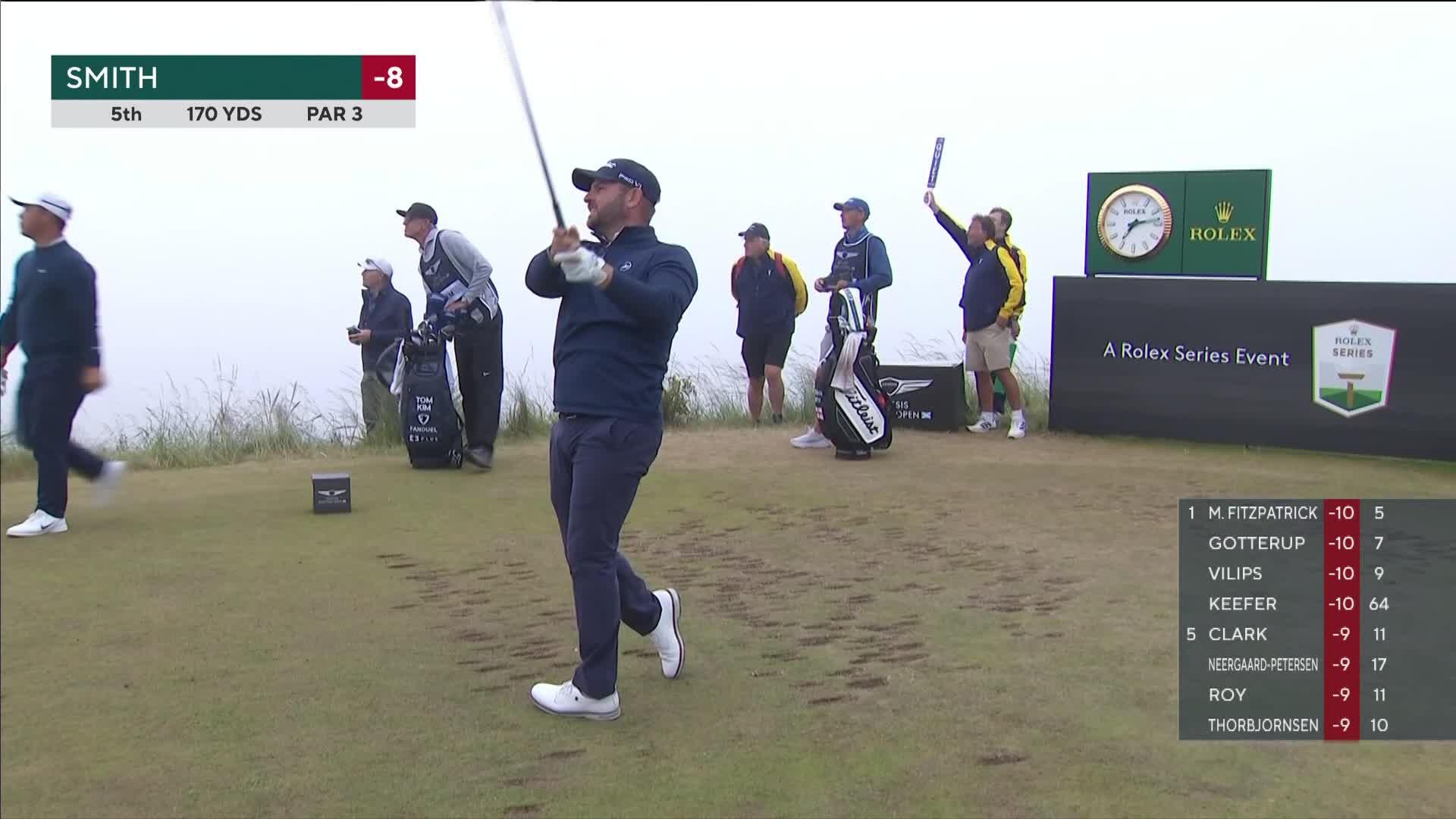 Jordan L Smith hits tee shot to 10 feet, sets up birdie on No. 5 at Genesis Scottish Open