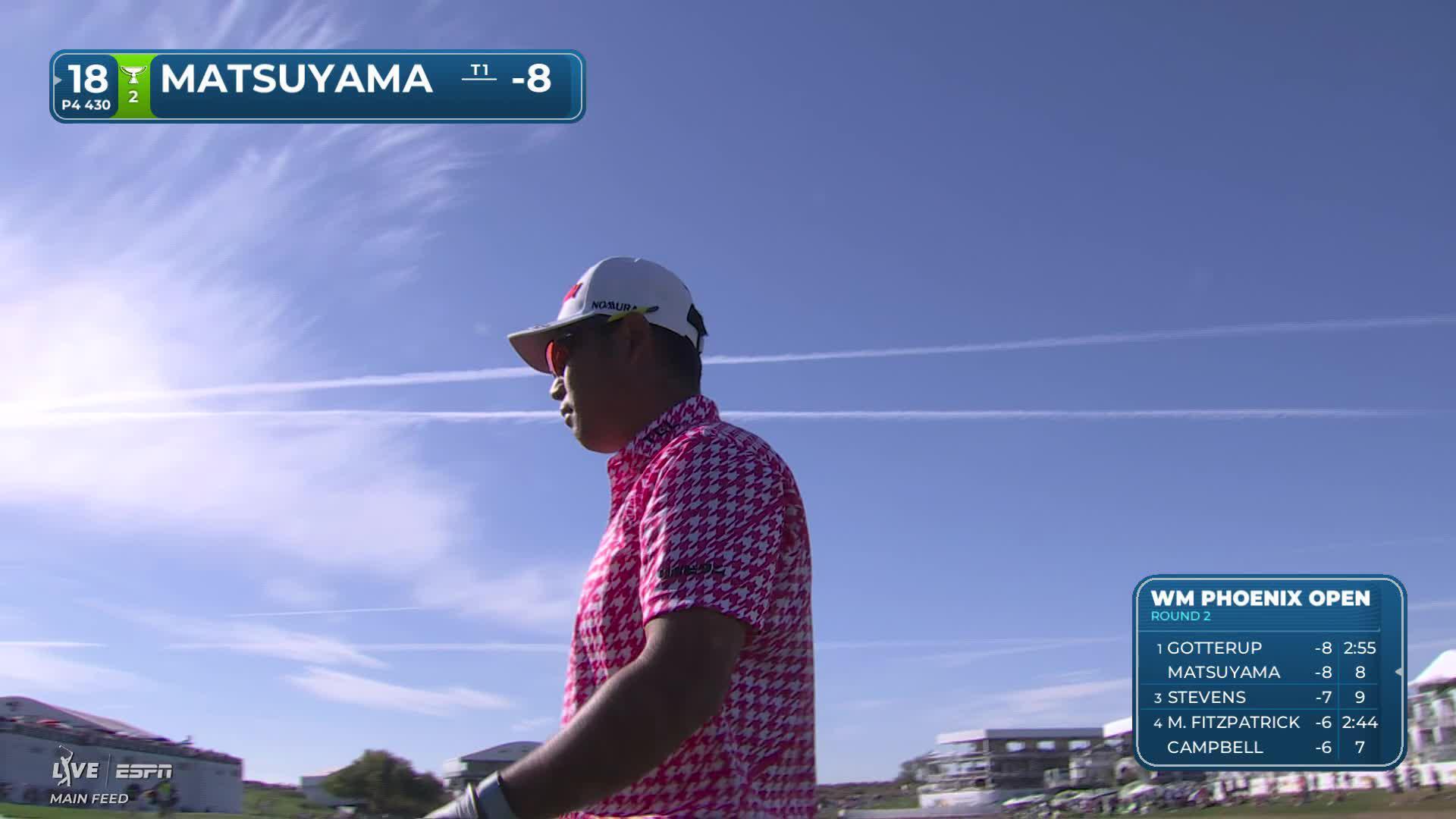 Hideki Matsuyama hits 105-yard approach to 4 feet, birdies No. 18 at WM Phoenix Open