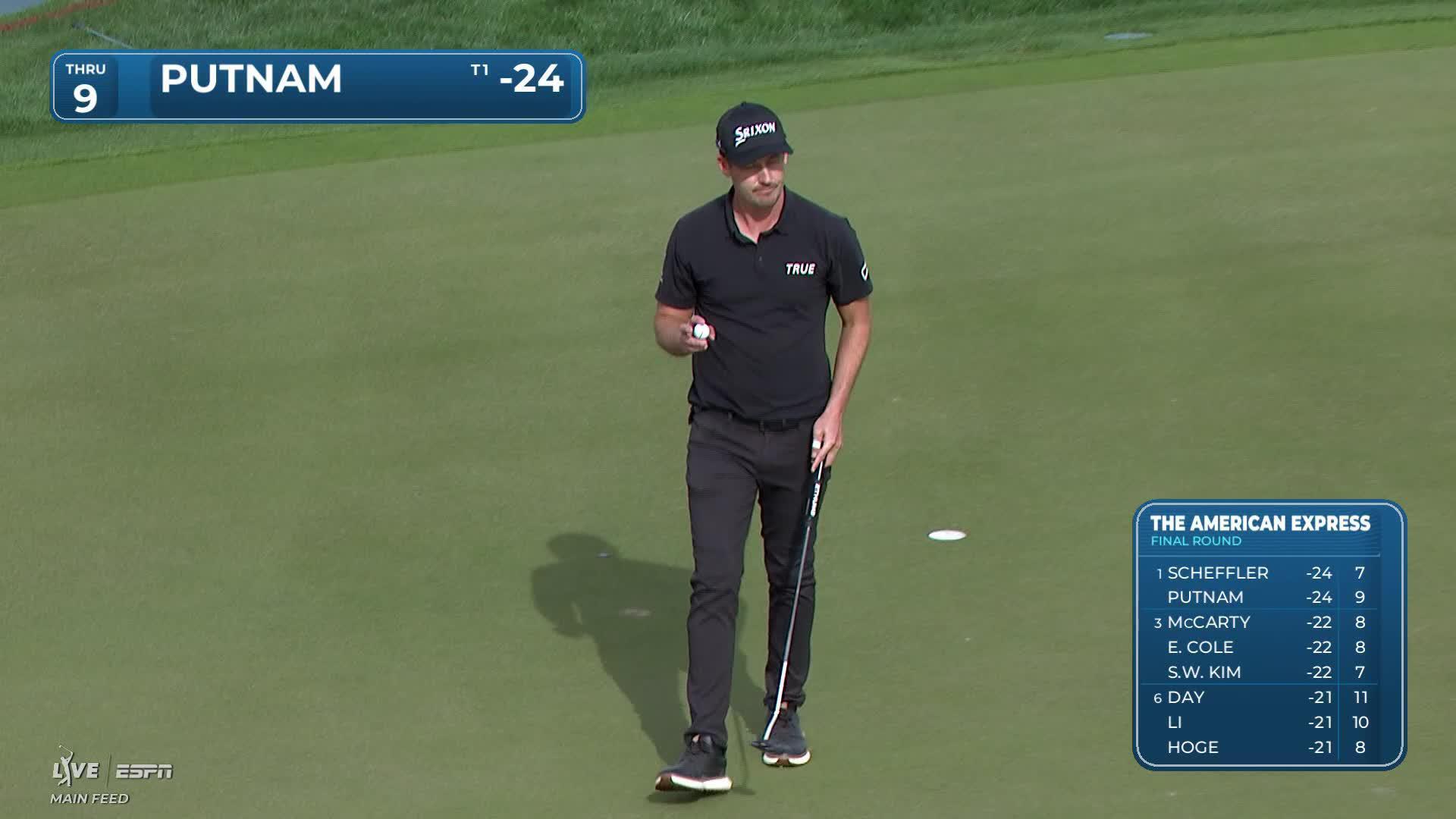 Andrew Putnam sinks 10-foot birdie putt on No. 9 at The American Express