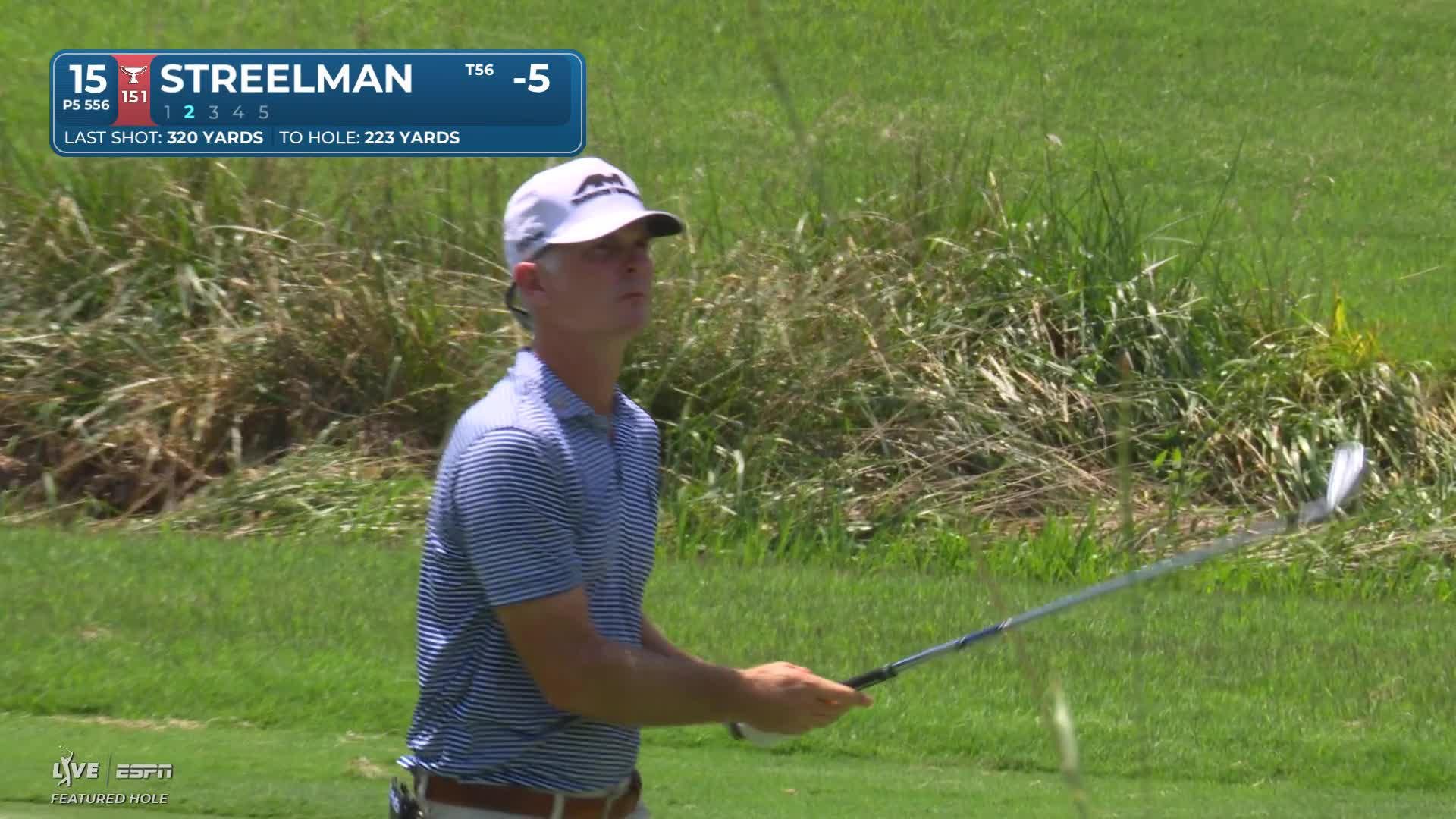 Kevin Streelman taps in 18-inch putt for birdie on No. 15 at Wyndham
