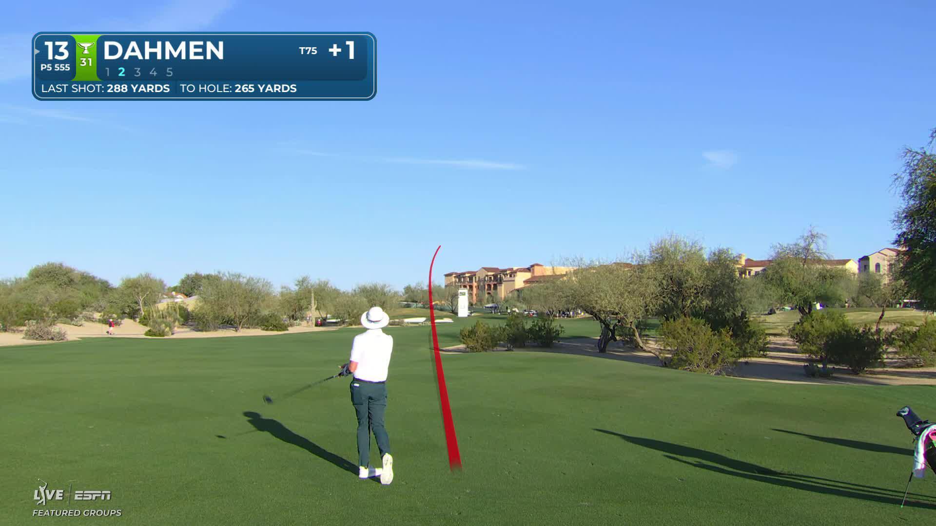 Joel Dahmen chips in from 74 feet for birdie on No. 13 at WM Phoenix Open