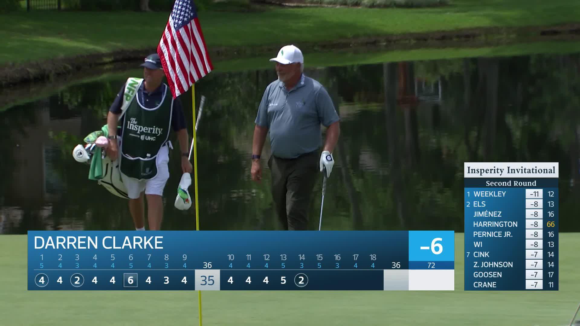 Darren Clarke holes out for birdie on No. 14 at Insperity Invitational