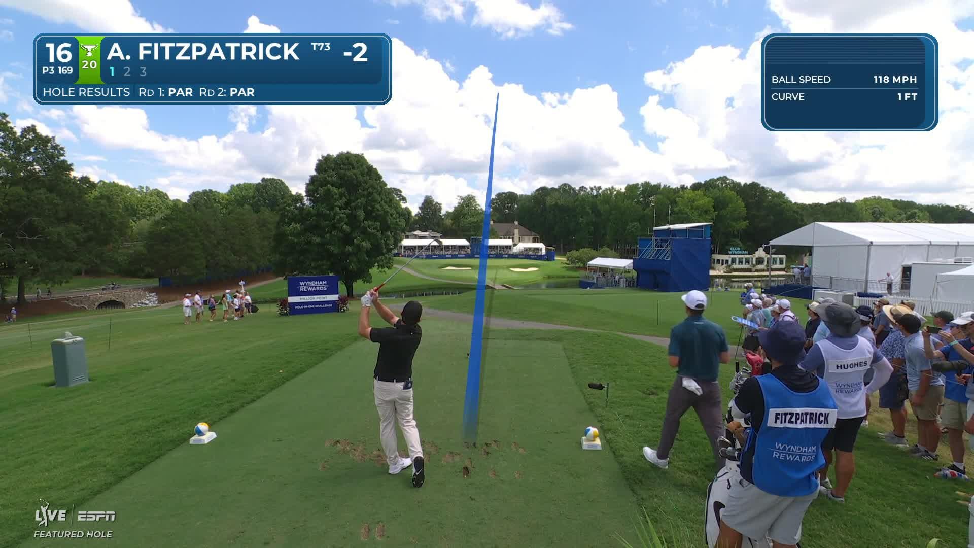 Alex Fitzpatrick sinks 15-foot birdie putt on No. 16 at Wyndham