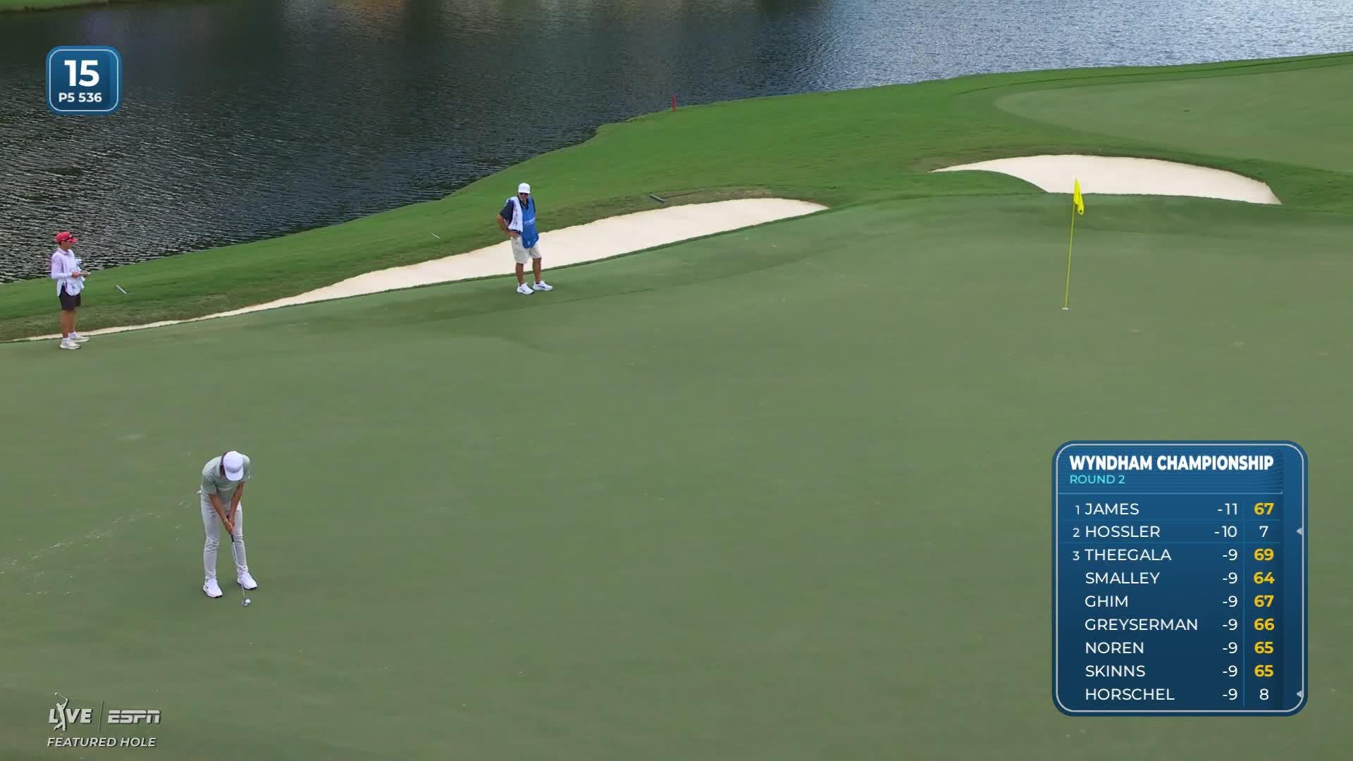 Gordon Sargent sinks 3-foot putt for birdie on No. 15 at Wyndham