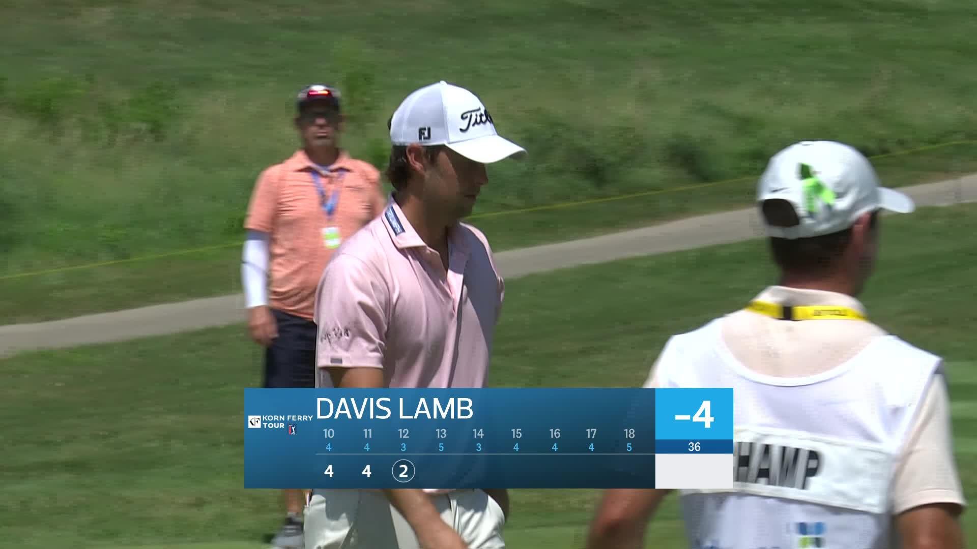 Davis Lamb sinks a birdie putt on No. 12 at AdventHealth