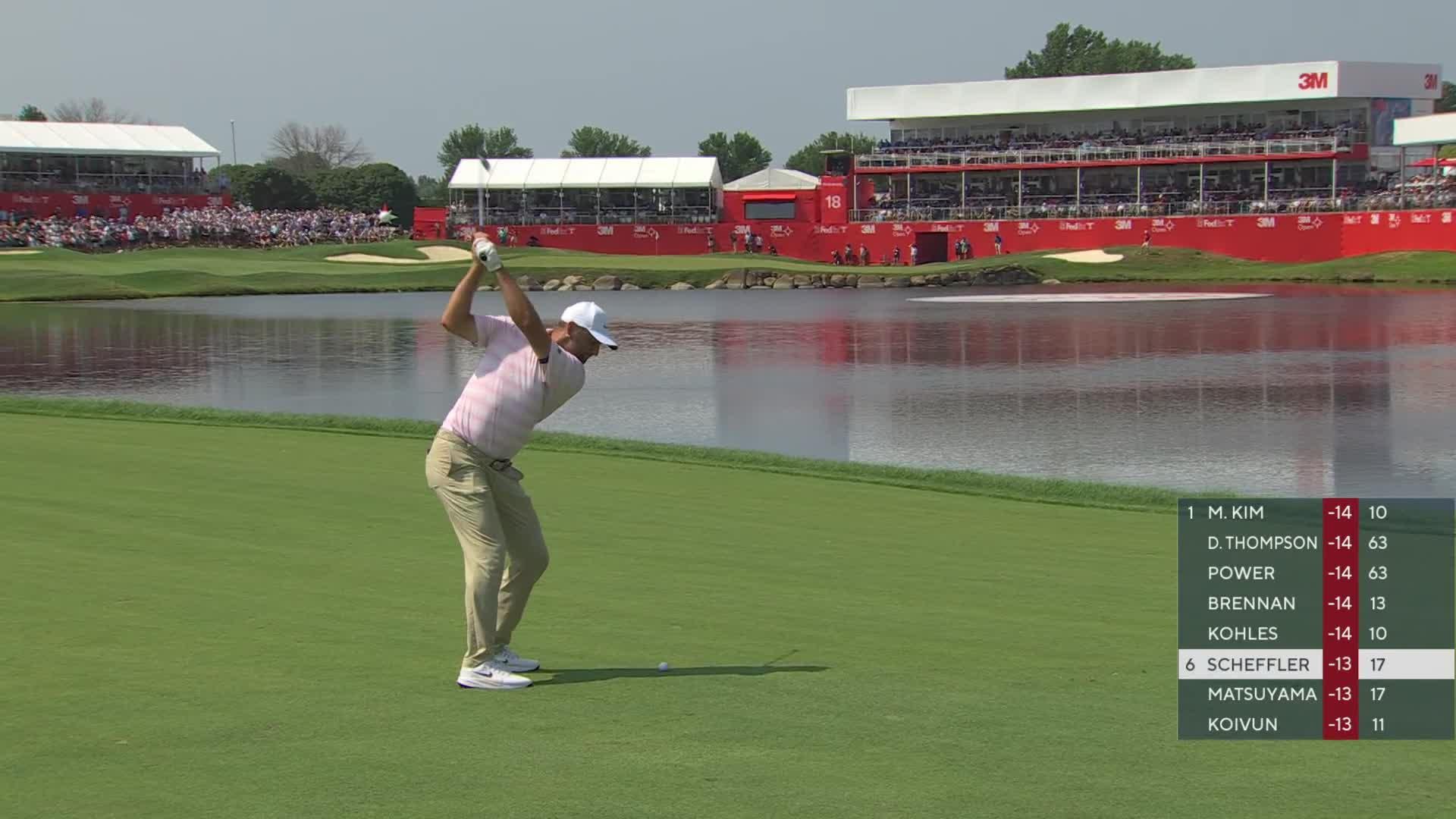 Scottie Scheffler reaches par-5 No. 18 in two, makes birdie at 3M Open