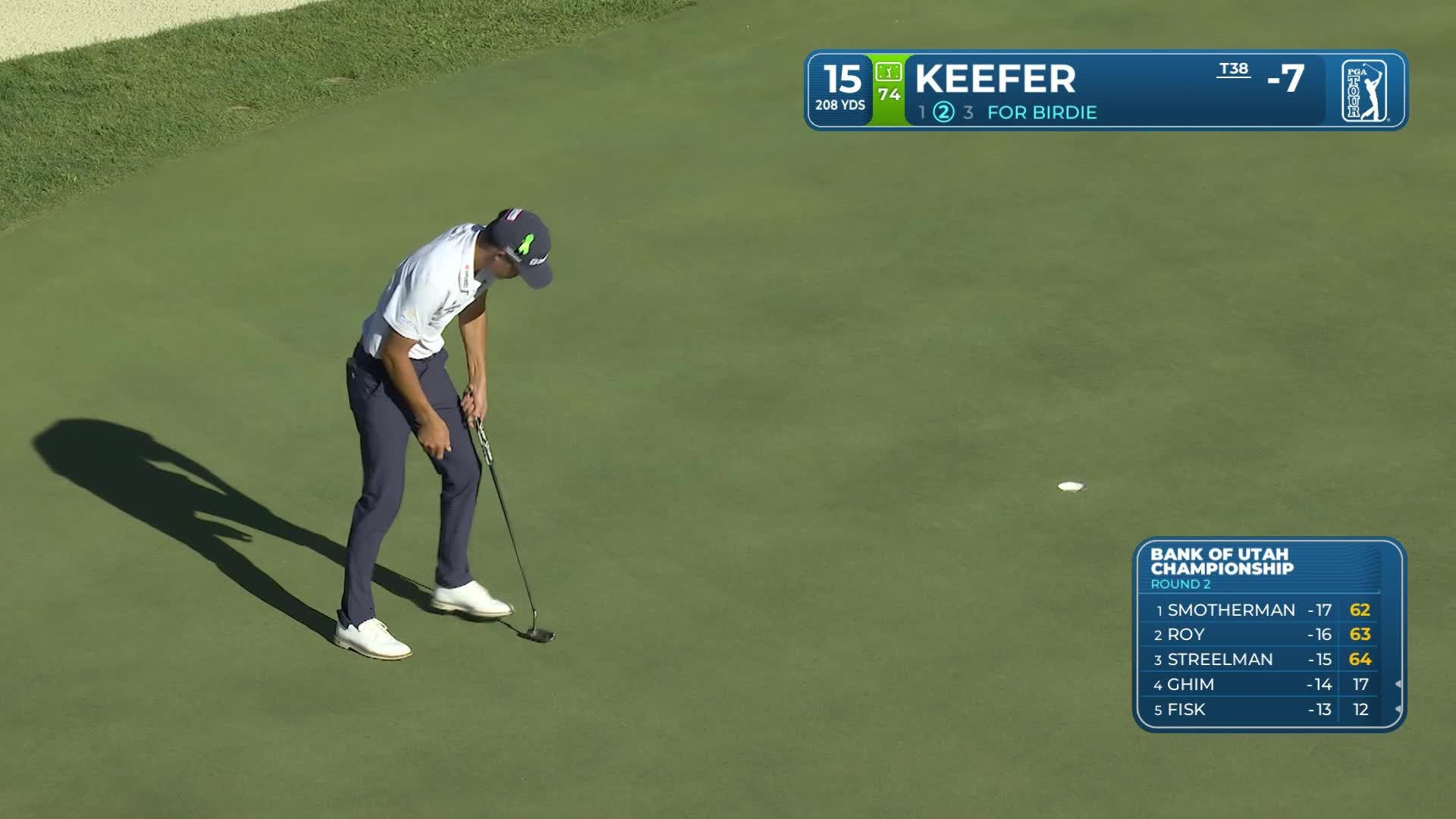 John Keefer sinks 9-foot birdie putt on No. 15 at Bank of Utah