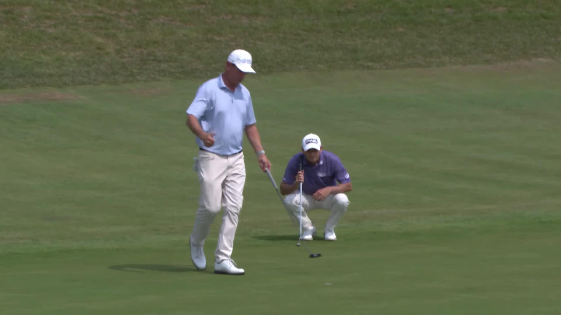 Michael Wright makes birdie on No. 16 at Principal Charity Classic