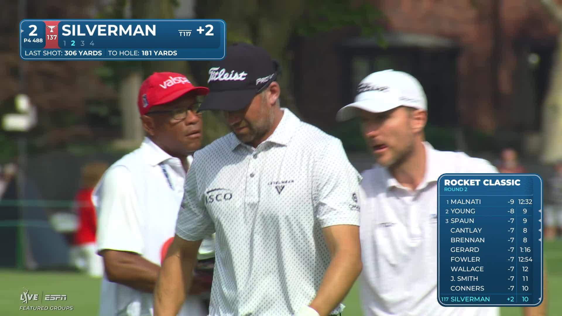 Ben Silverman gets up-and-down from 184 yards for birdie on No. 2 at Rocket Classic