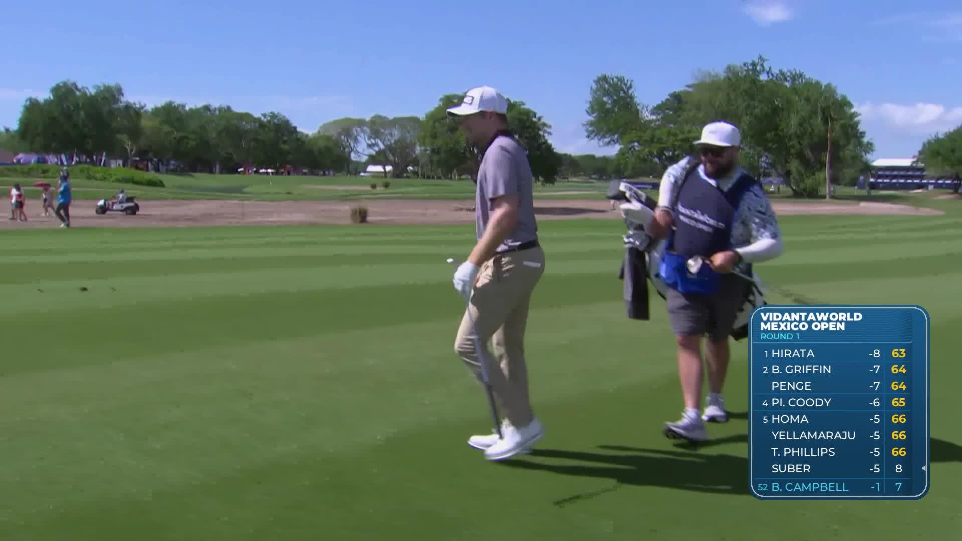Brian Campbell's 91-yard approach sets up birdie on No. 8 at Mexico Open