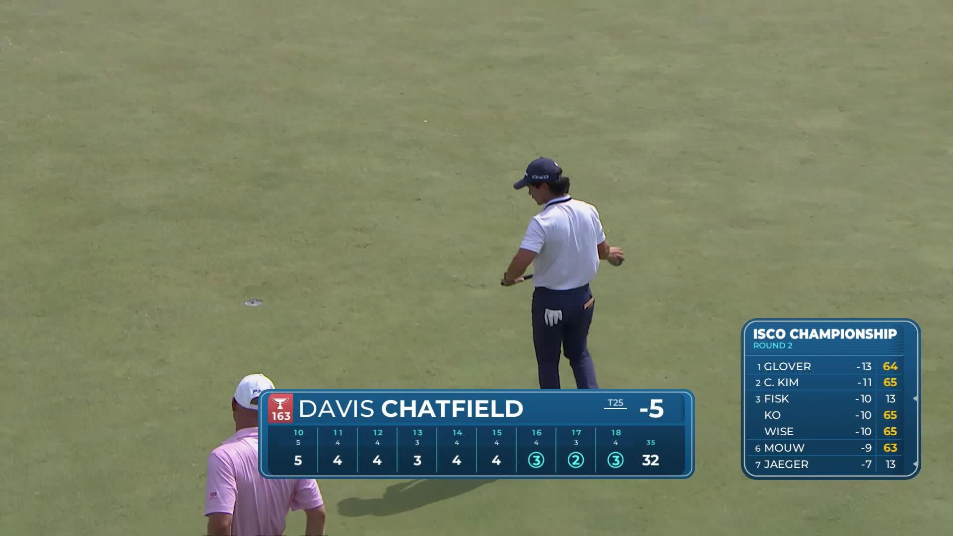 Davis Chatfield sinks 19-foot putt for birdie on No. 18 at ISCO Championship