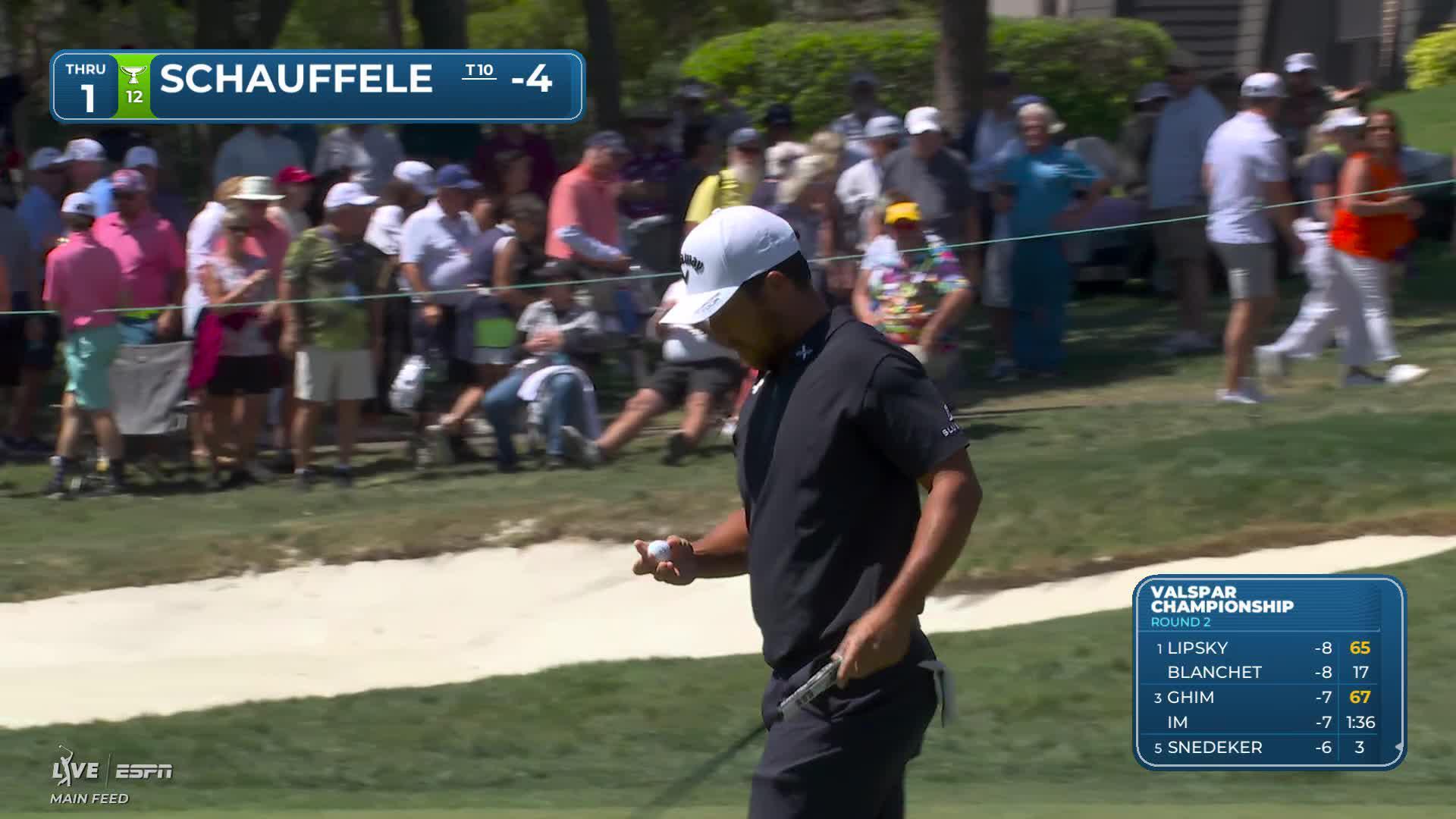 Xander Schauffele sinks 9-foot birdie putt on No. 1 at Valspar