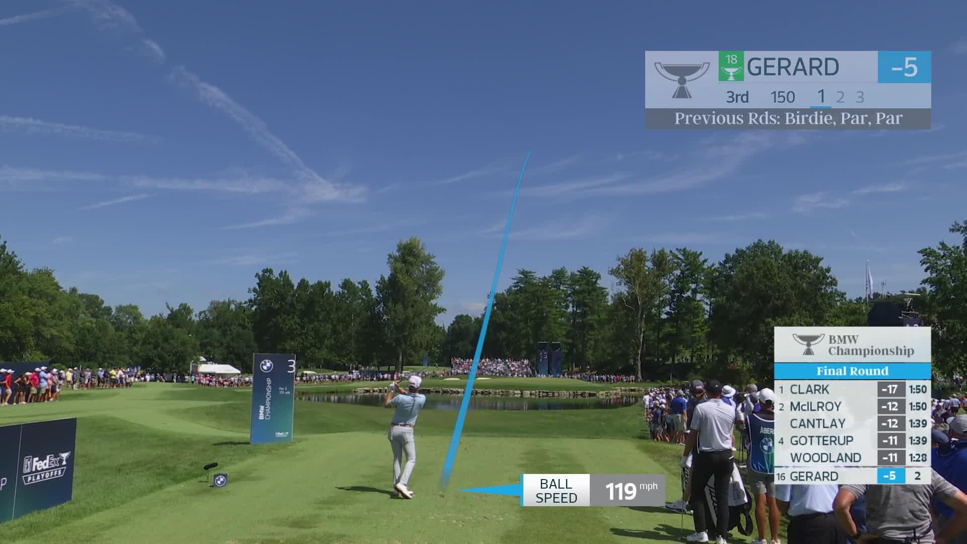 Ryan Gerard hits tee shot to 4 feet, sets up birdie on No. 3 at BMW Championship