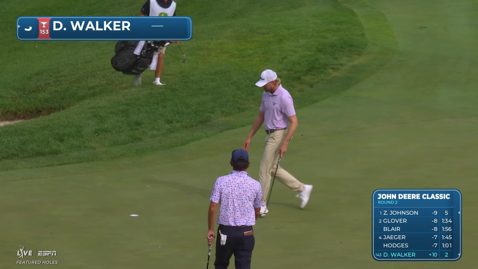Danny Walker drains 11-foot birdie putt on No. 12 at John Deere