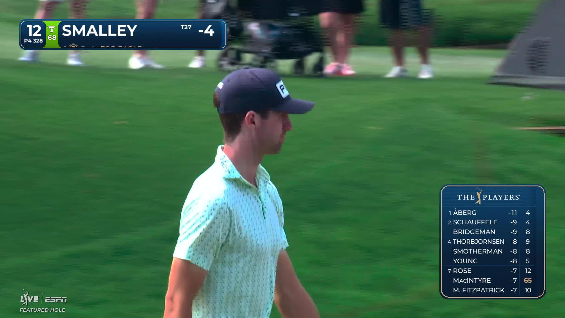 Alex Smalley sinks 2-foot birdie putt on No. 12 at THE PLAYERS