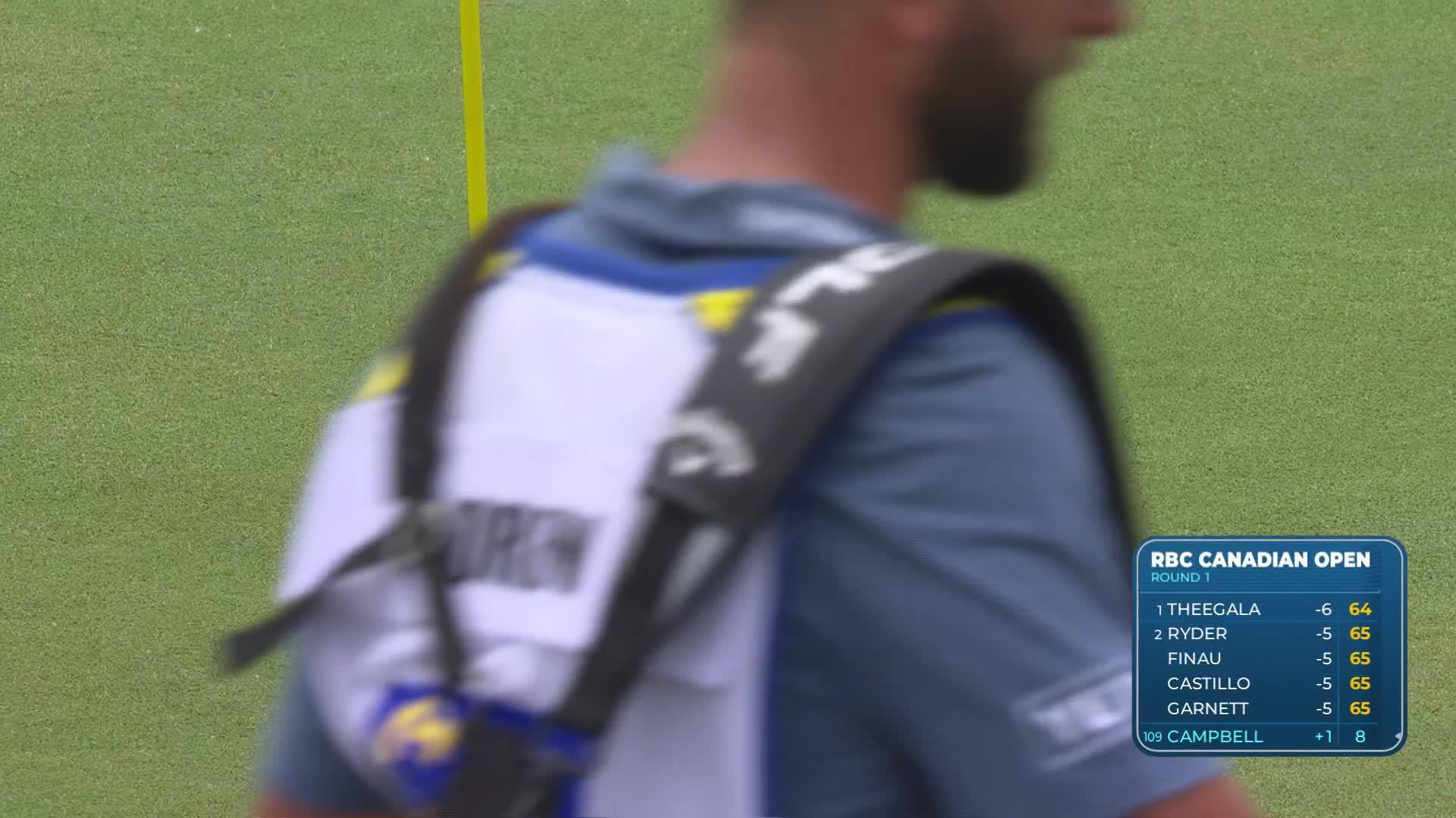 Brian Campbell sinks 21-inch putt for birdie on No. 18 at RBC Canadian