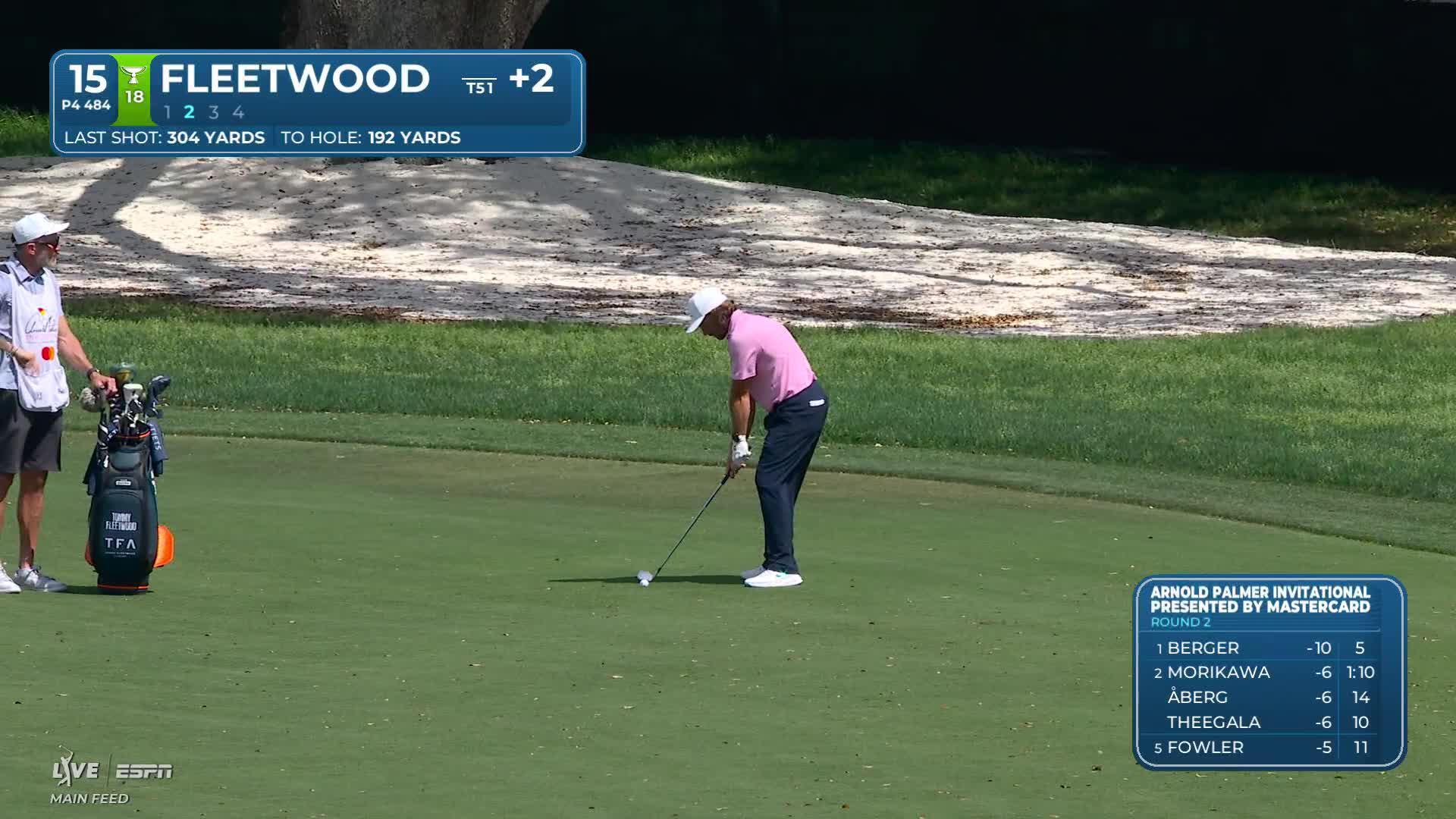 Tommy Fleetwood hits 192-yard approach to 3 feet, sets up birdie on No. 15 at Arnold Palmer