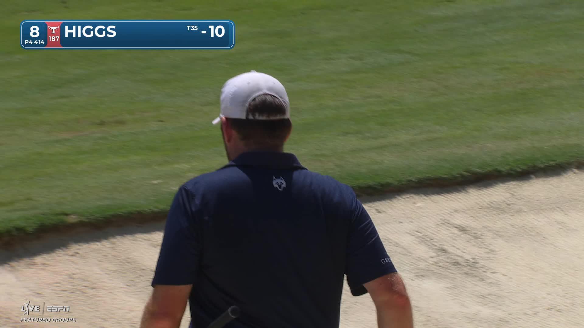 Harry Higgs hits 123-yard approach from bunker to 9 feet, sets up birdie on No. 8 at John Deere