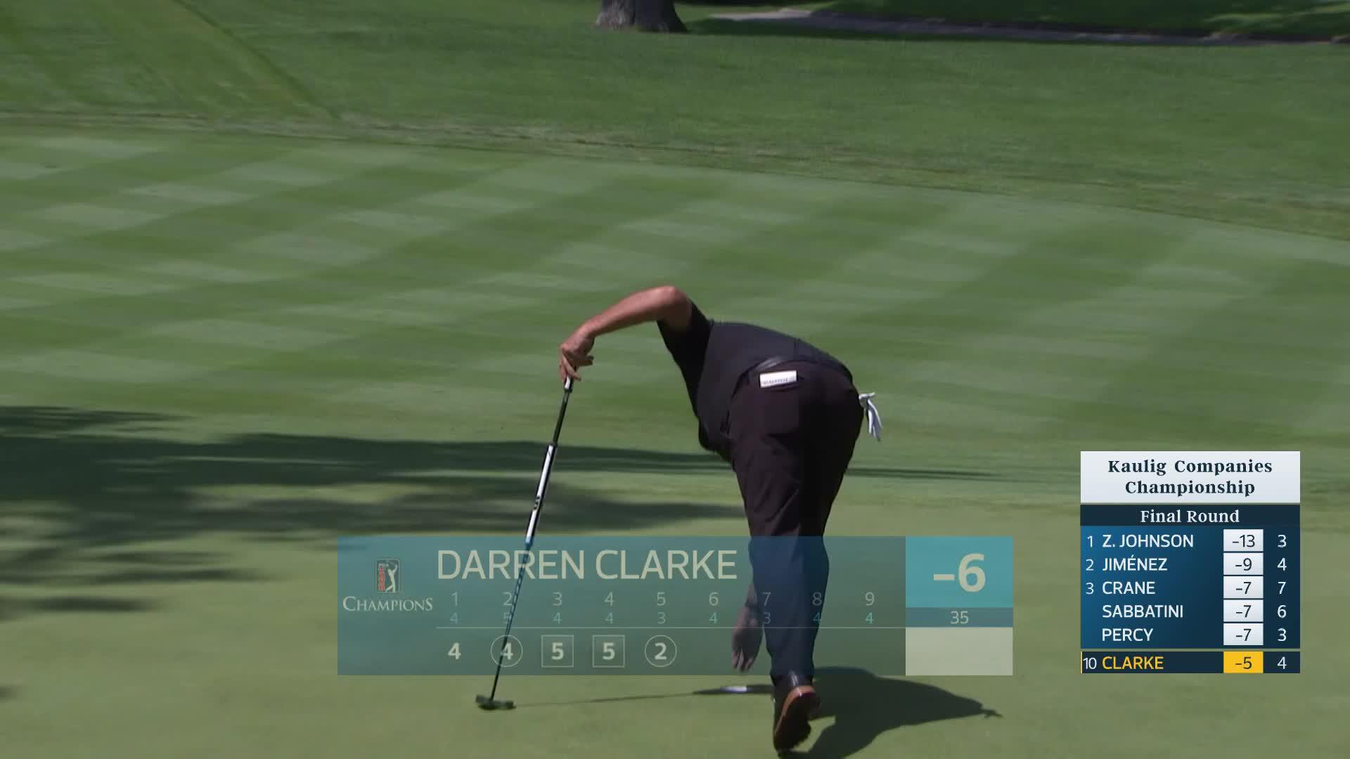 Darren Clarke makes birdie on No. 5 at Kaulig Companies Championship