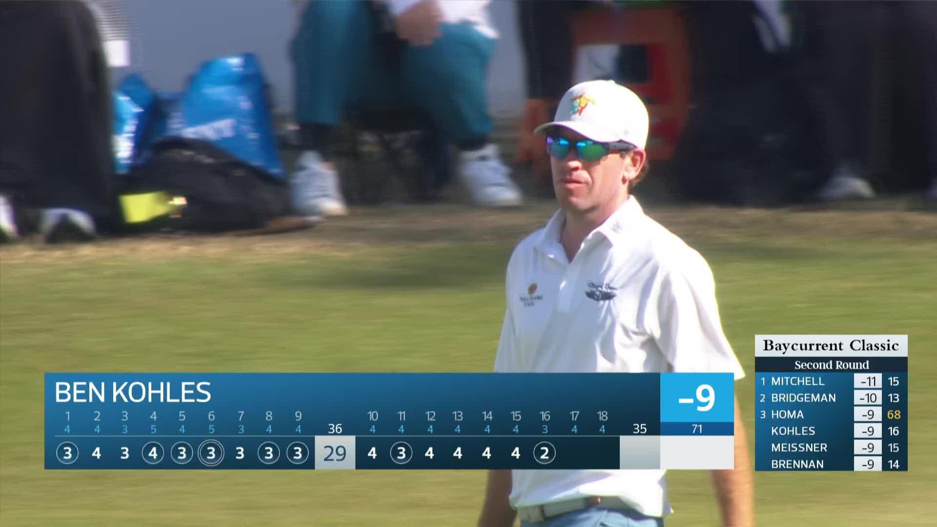 Ben Kohles sinks 50-foot birdie putt on No. 16 at Baycurrent