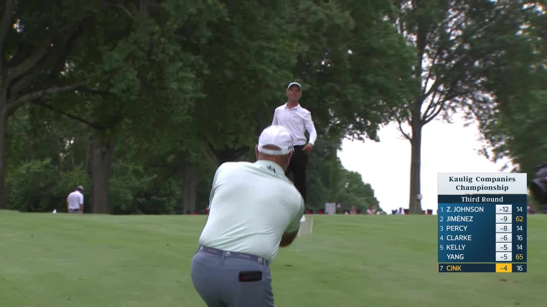 Stewart Cink makes birdie on No. 17 at Kaulig Companies Championship