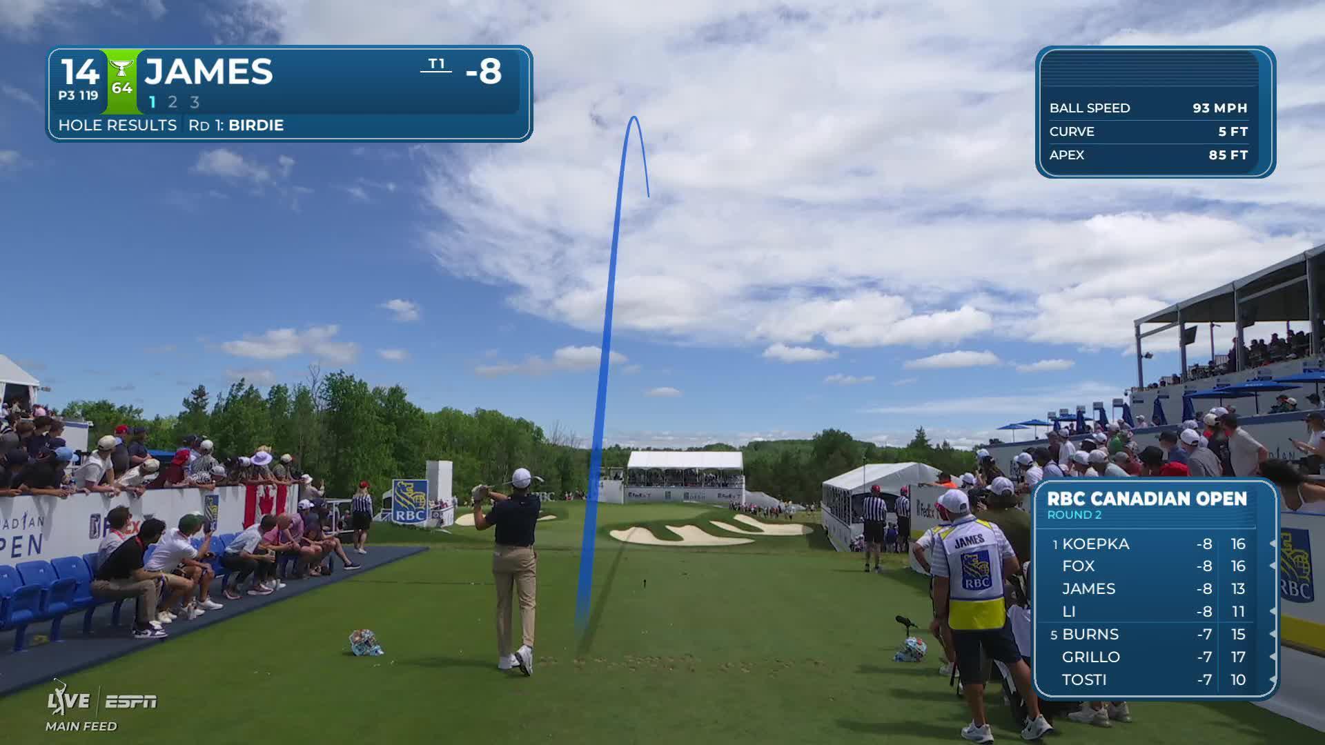 Benjamin James sinks 18-foot birdie putt on No. 14 at RBC Canadian