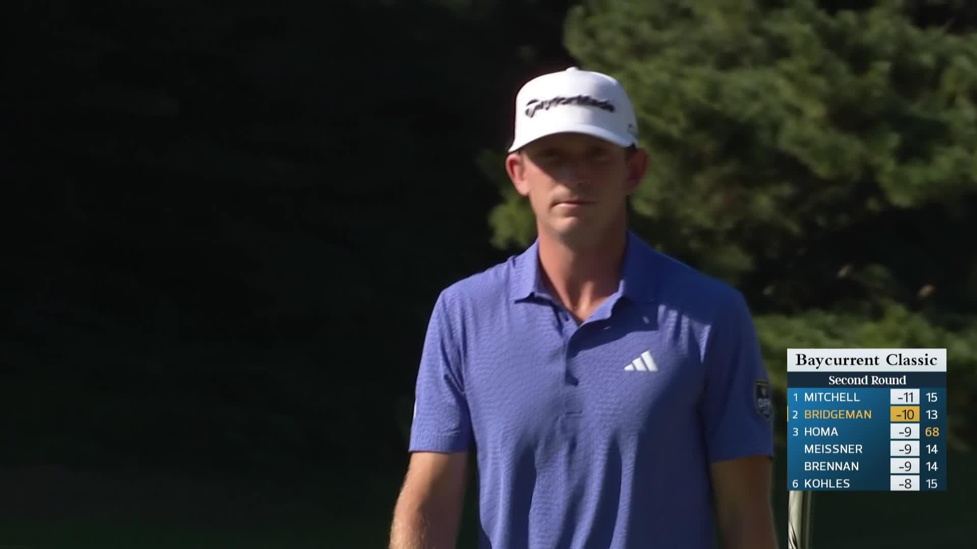 Jacob Bridgeman sinks 10-foot birdie putt on No. 13 at Baycurrent
