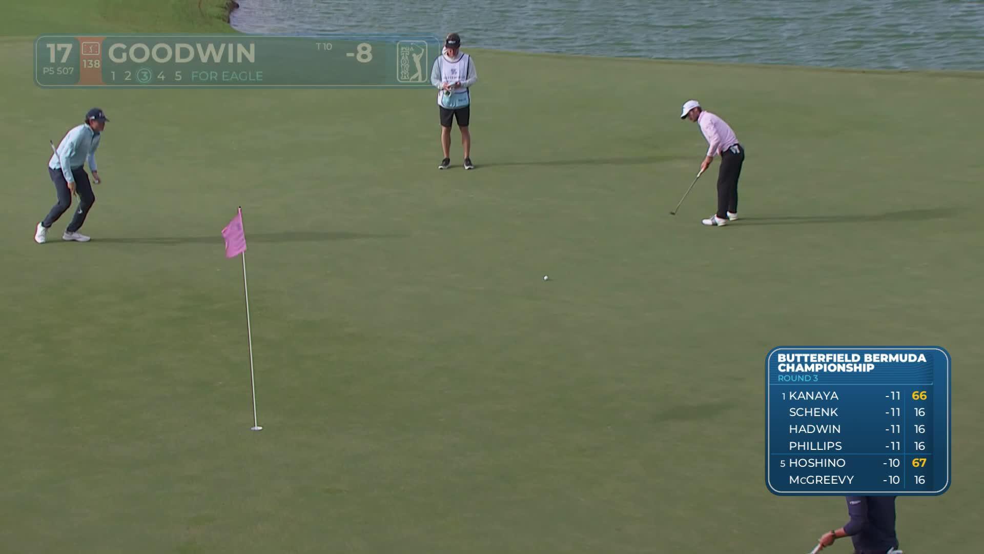 Noah Goodwin makes birdie on No. 17 at Butterfield Bermuda