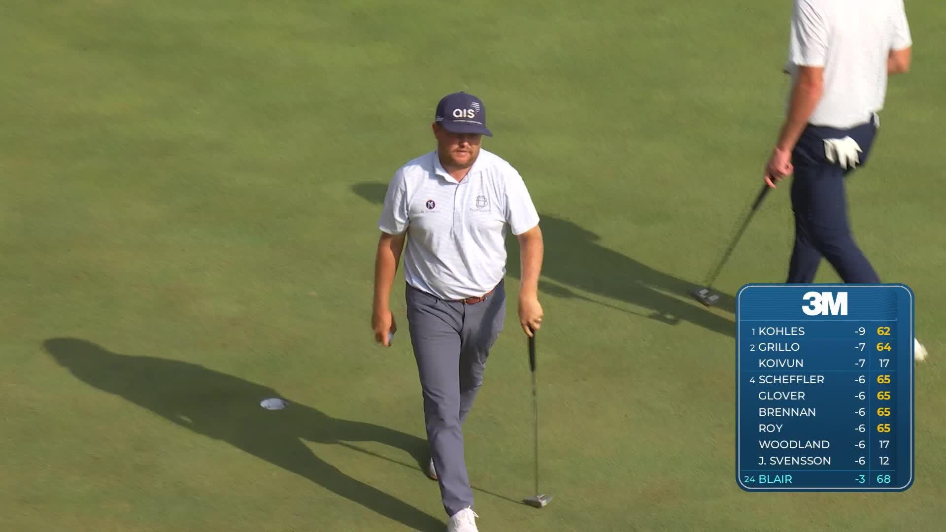 Zac Blair sinks 8-foot birdie putt on No. 18 at 3M Open