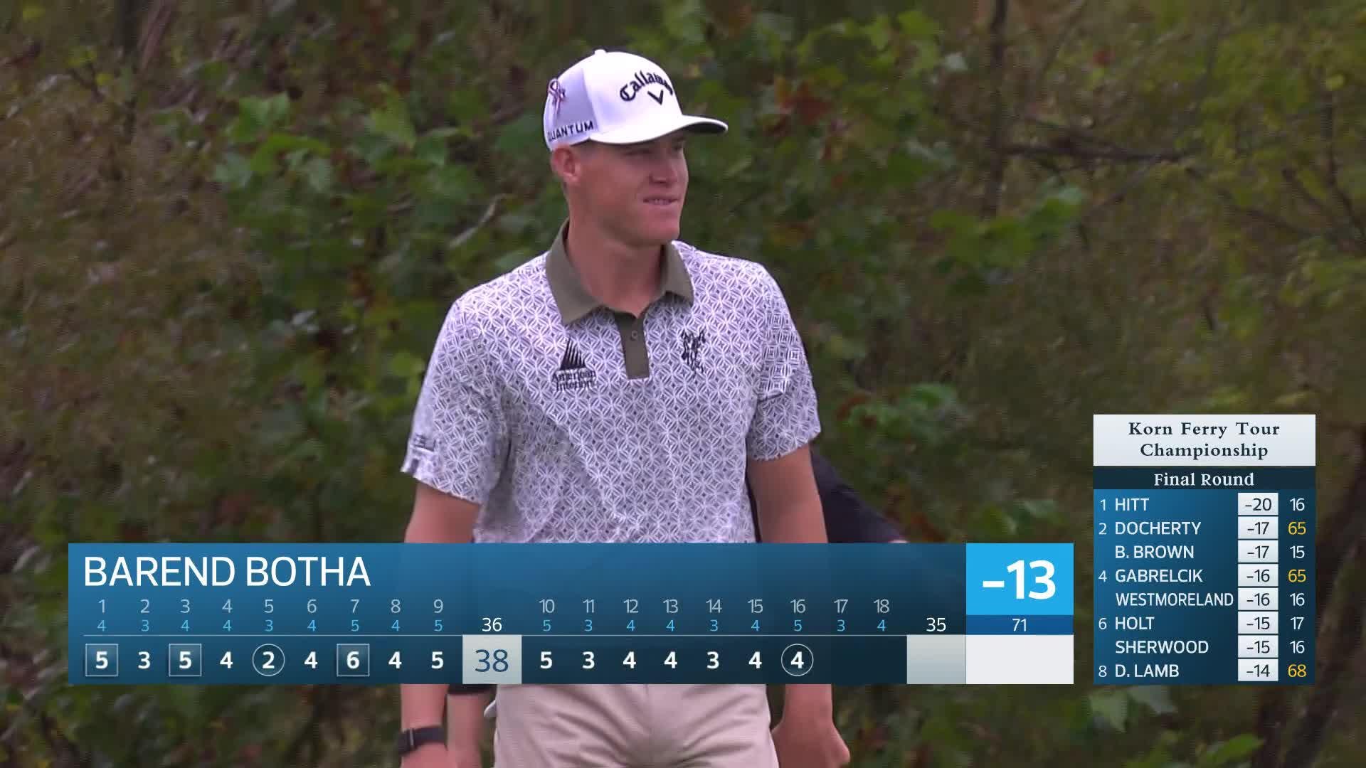 Barend Botha makes birdie on No. 16 at Korn Ferry Tour Champ