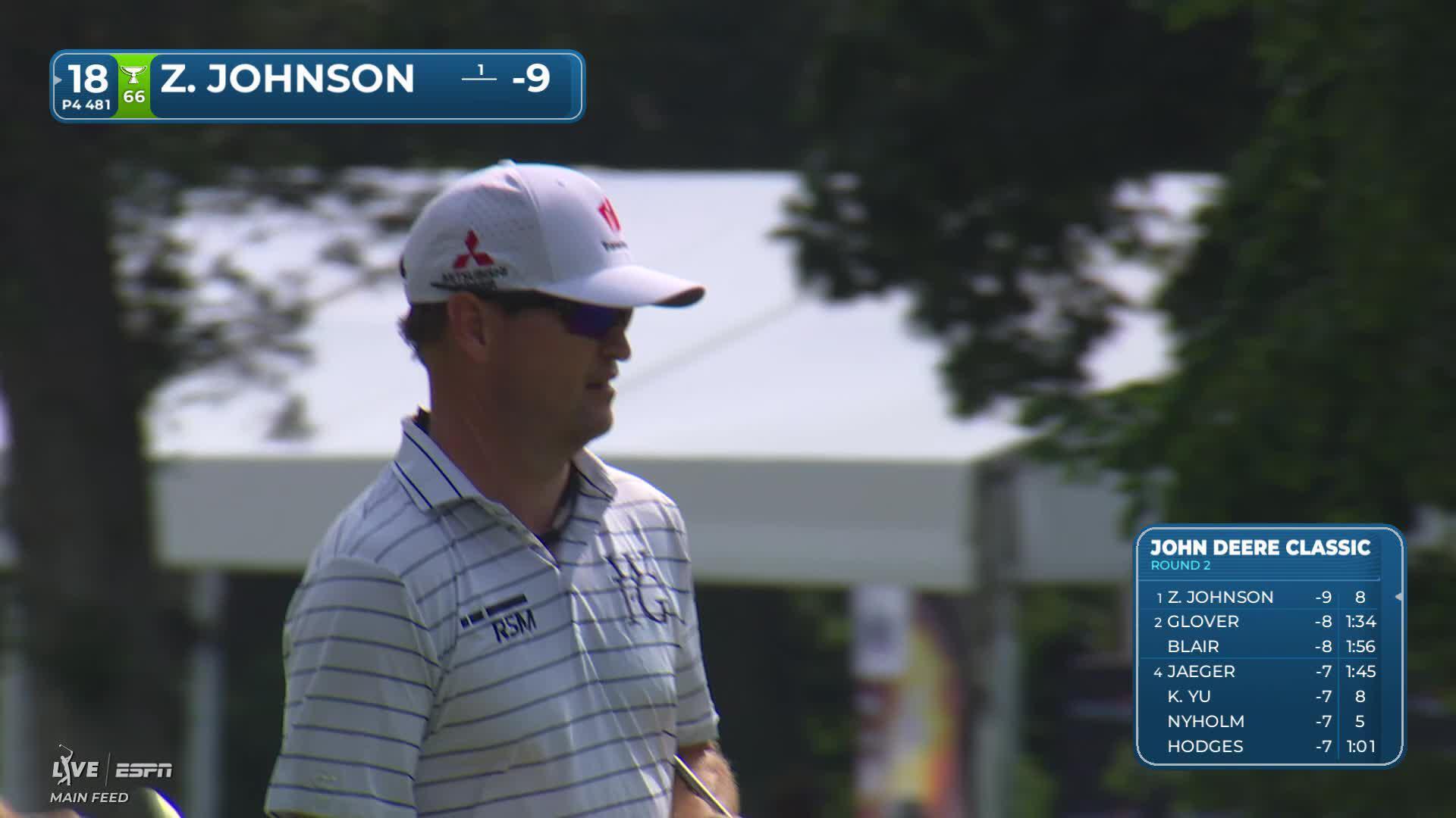 Zach Johnson's 186-yard approach sets up par on No. 18 at John Deere