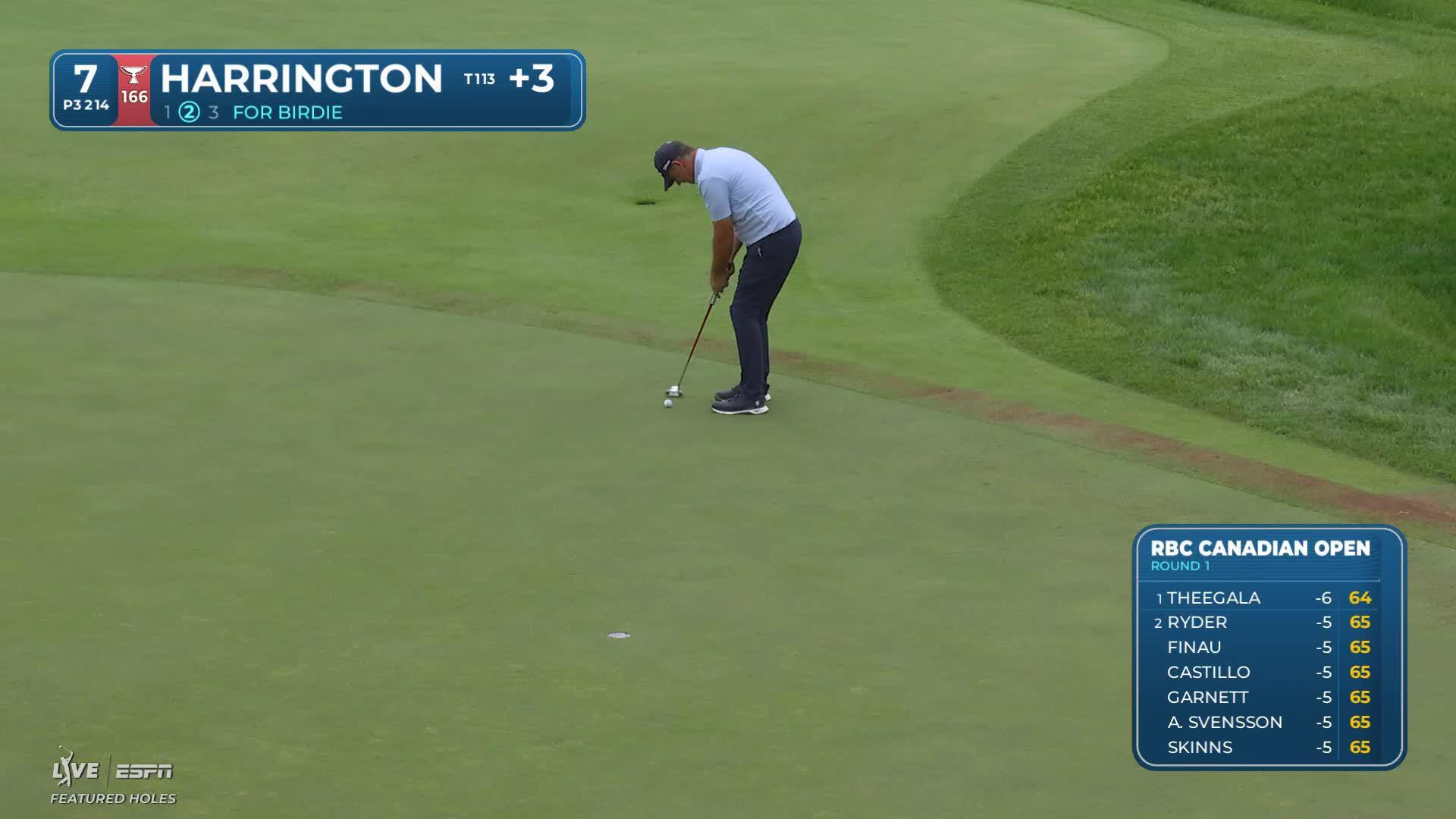 Padraig Harrington drains 16-foot putt for birdie on No. 7 at RBC Canadian