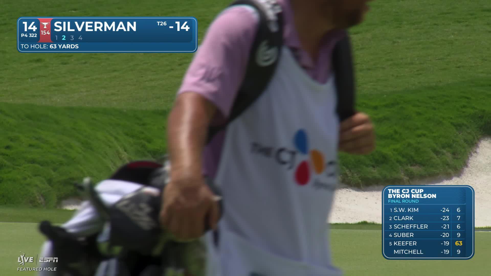 Ben Silverman gets up-and-down from 62 yards for birdie on No. 14 at THE CJ CUP