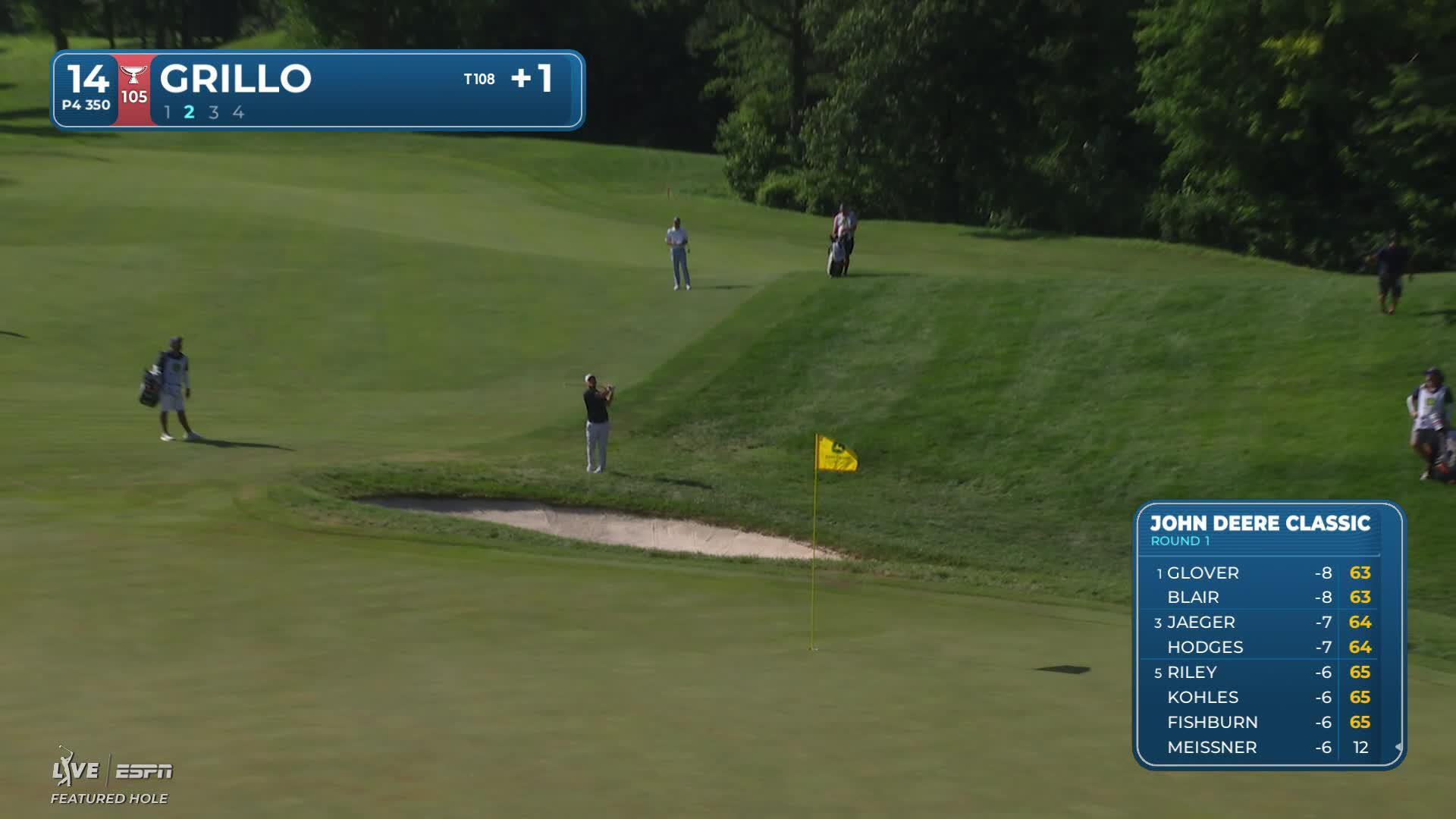 Emiliano Grillo sinks 18-foot birdie putt on No. 14 at John Deere