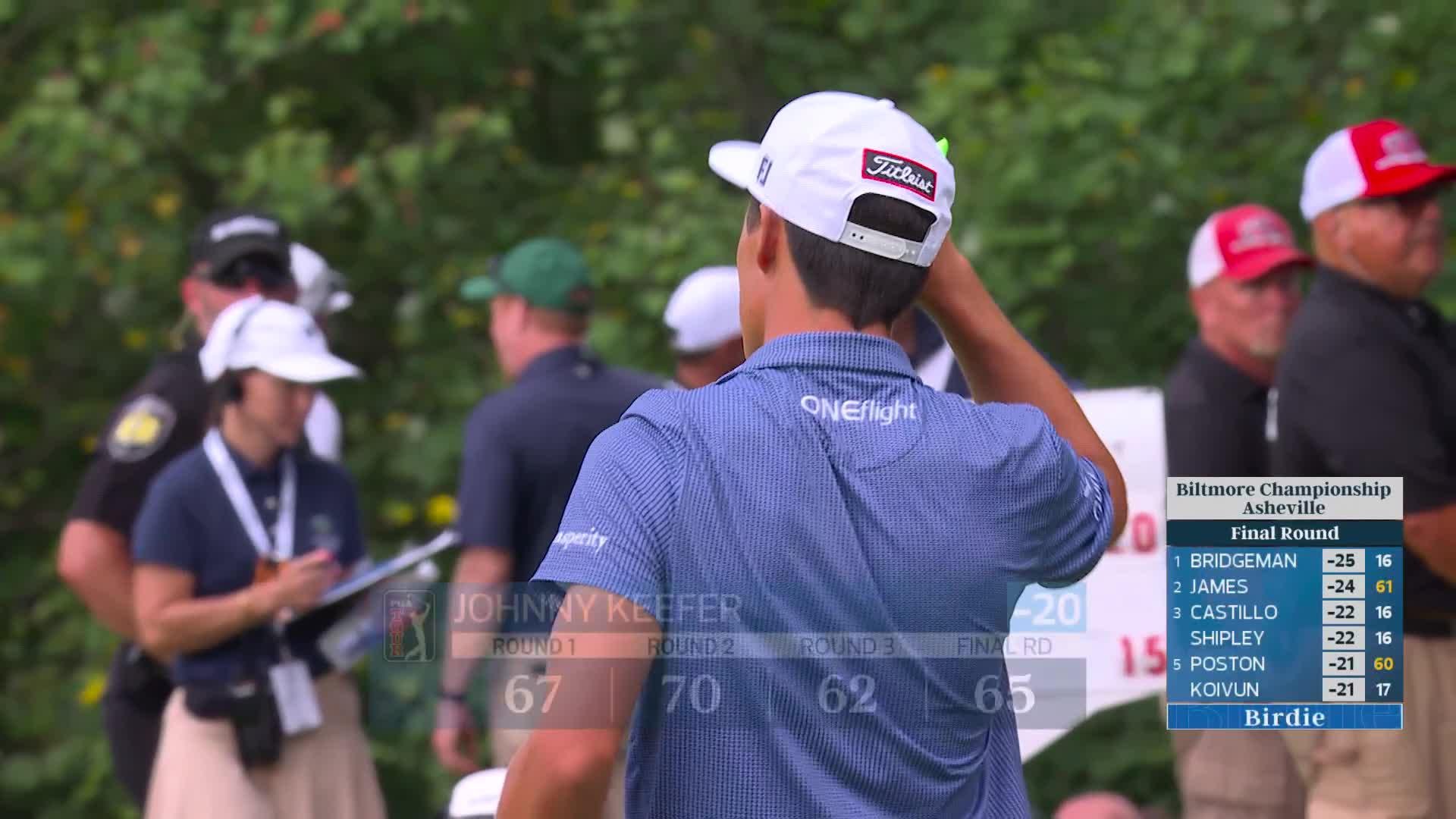 John Keefer sinks 6-foot putt for birdie on No. 18 at Biltmore Championship