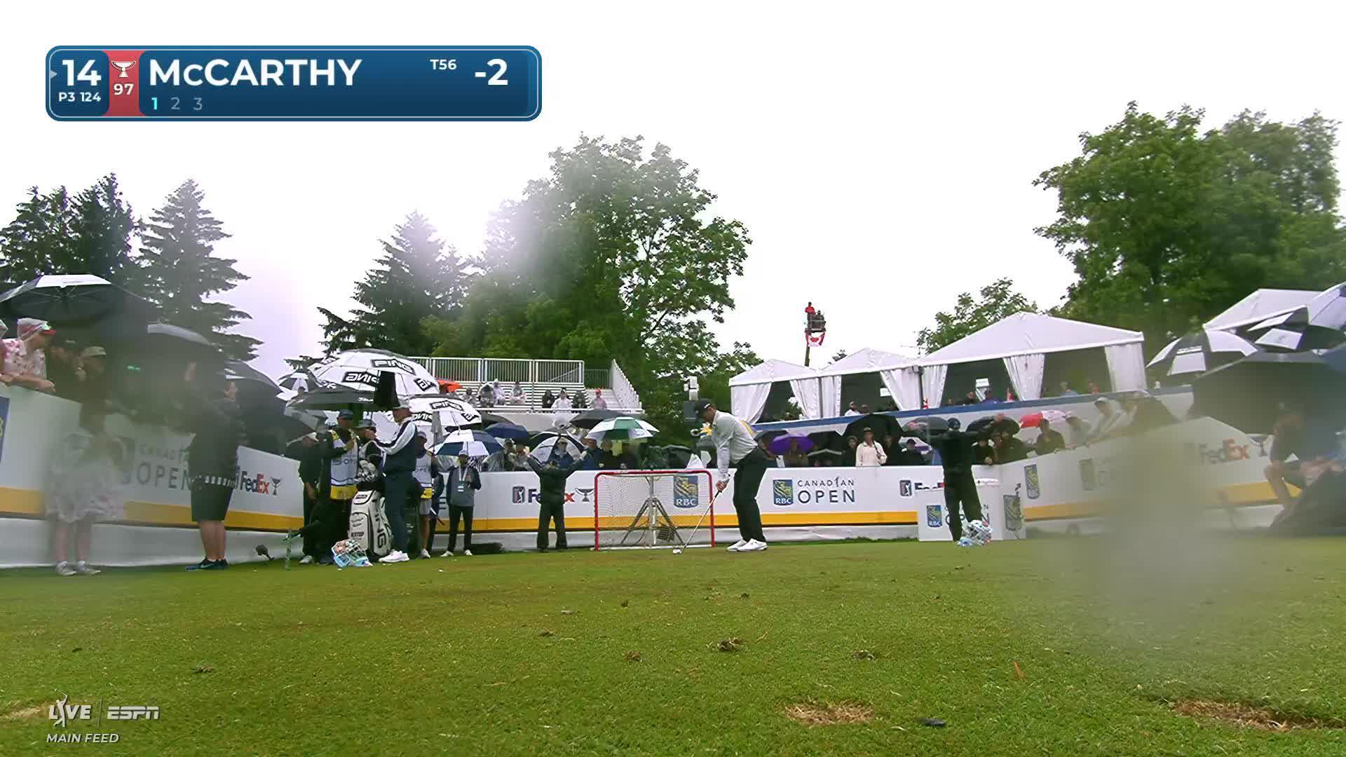 Denny McCarthy hits tee shot to 4 feet, sets up birdie on No. 14 at RBC Canadian