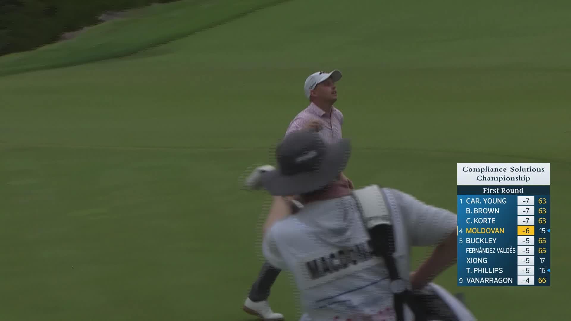 Maxwell Moldovan makes birdie on No. 7 at Compliance Solutions