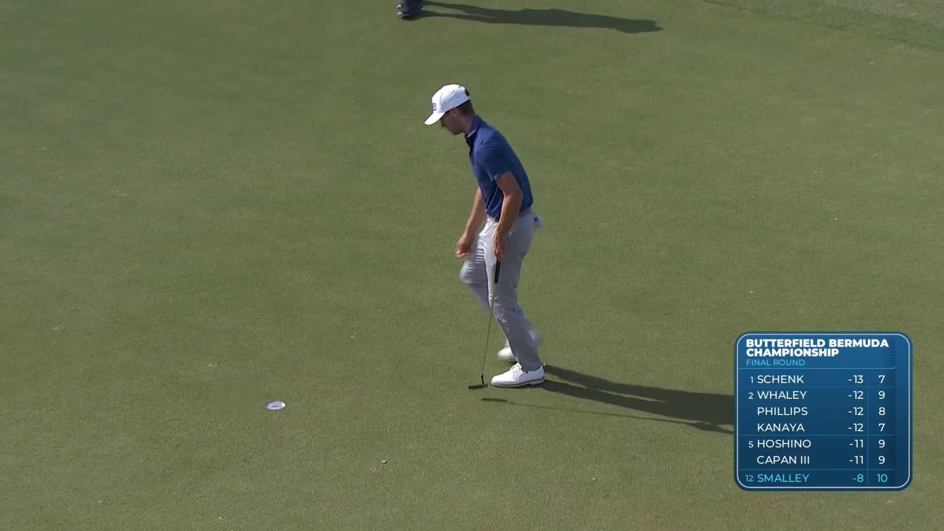 Alex Smalley makes birdie putt on No. 11 at Butterfield Bermuda
