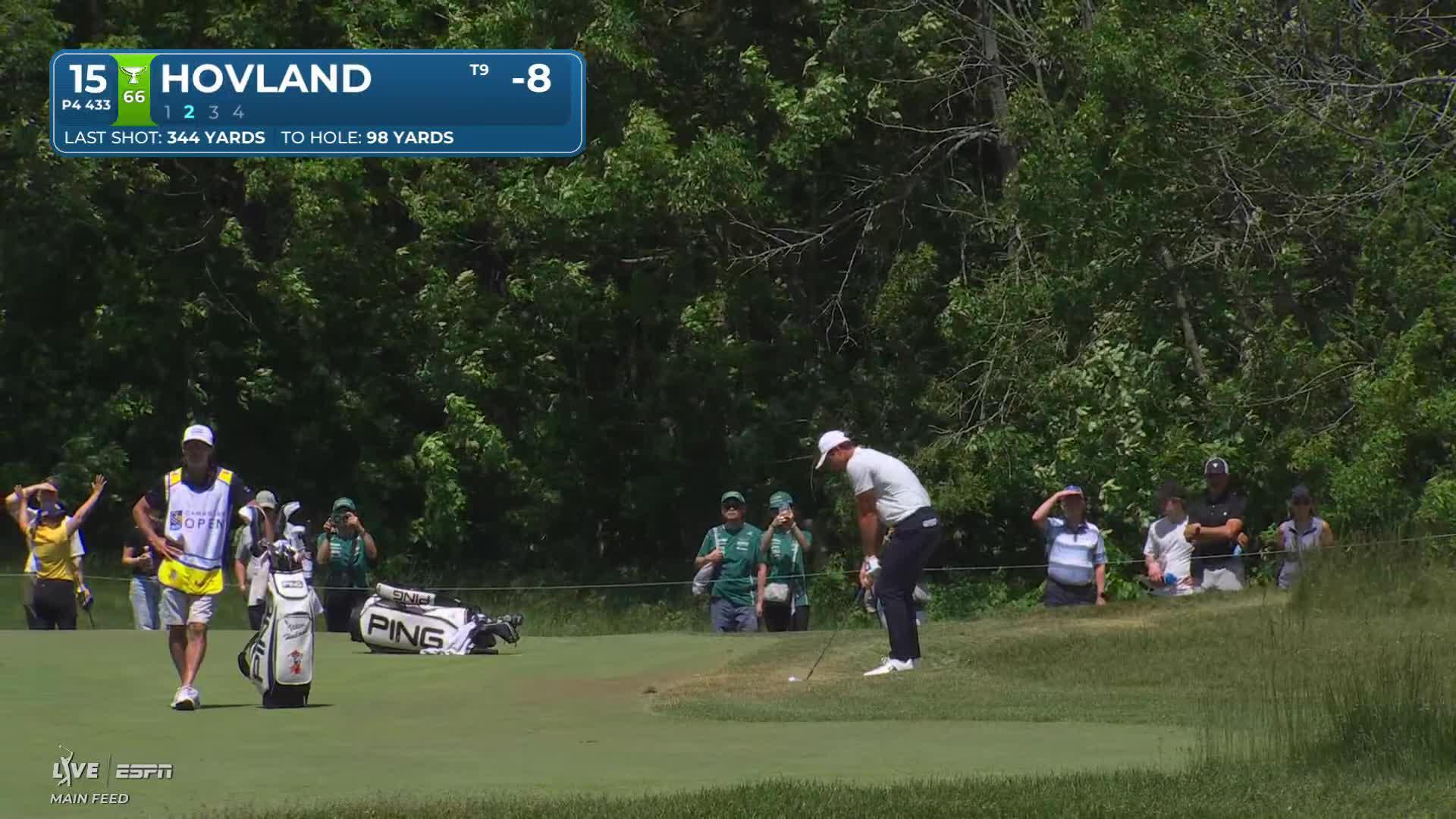 Viktor Hovland's 99-yard approach sets up birdie on No. 15 at RBC Canadian