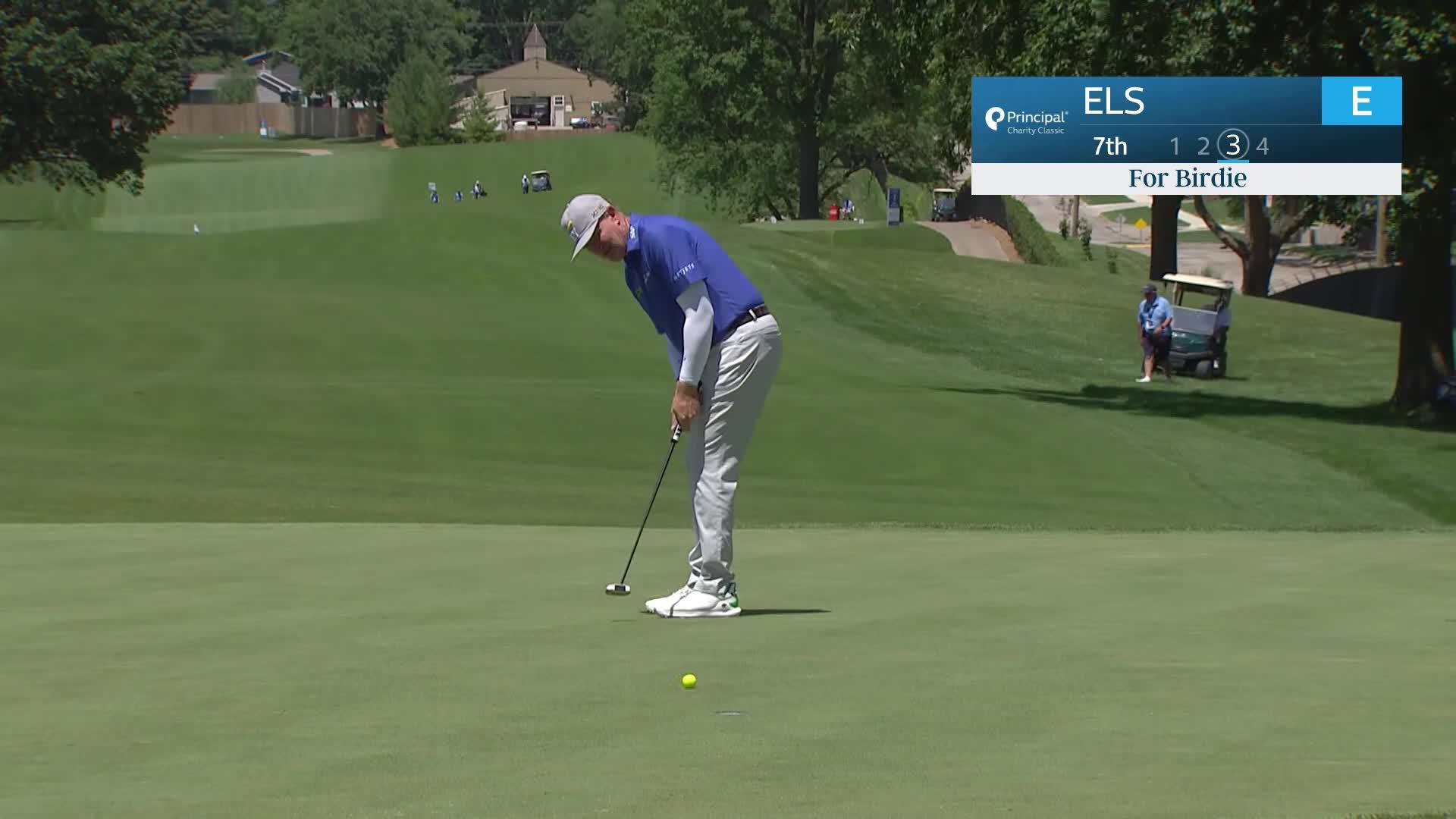 Ernie Els makes birdie on No. 7 at Principal Charity Classic