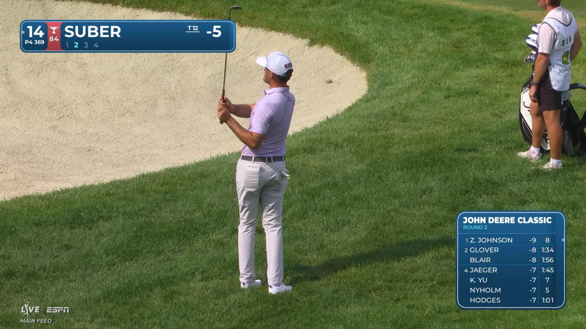 Jackson Suber drains 5-foot putt for birdie on No. 14 at John Deere