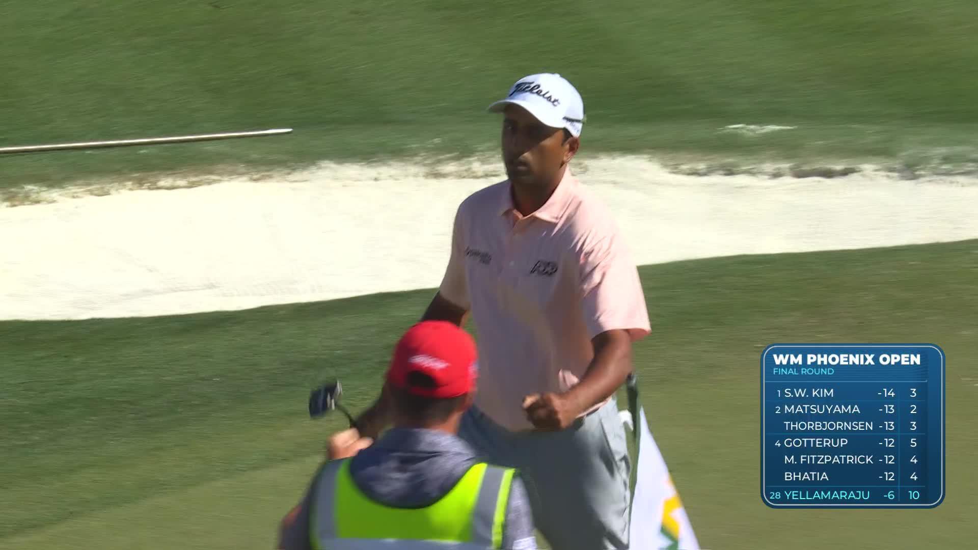 Sudarshan Yellamaraju sinks 10-foot birdie putt on No. 10 at WM Phoenix Open