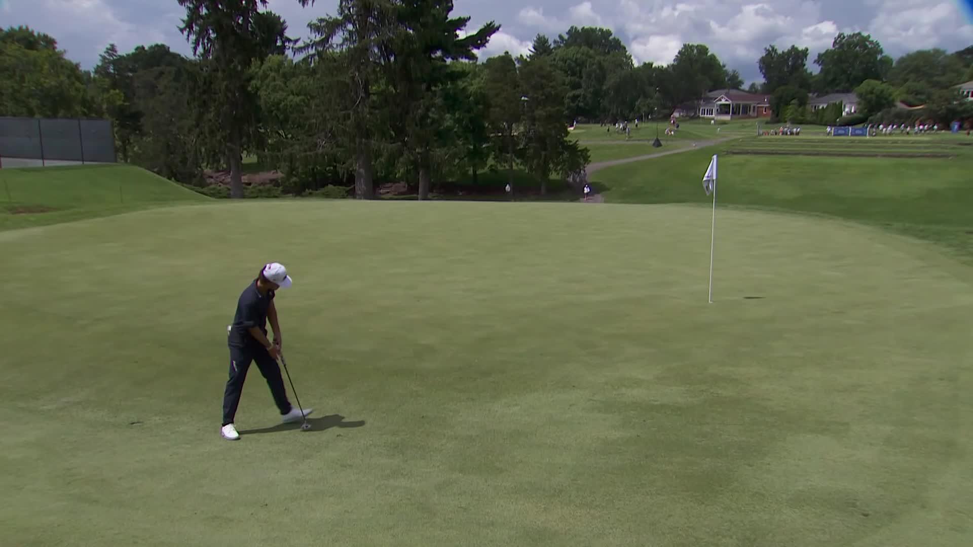 Jackson Koivun holes 26-foot shot for birdie on No. 9 at ISCO Championship