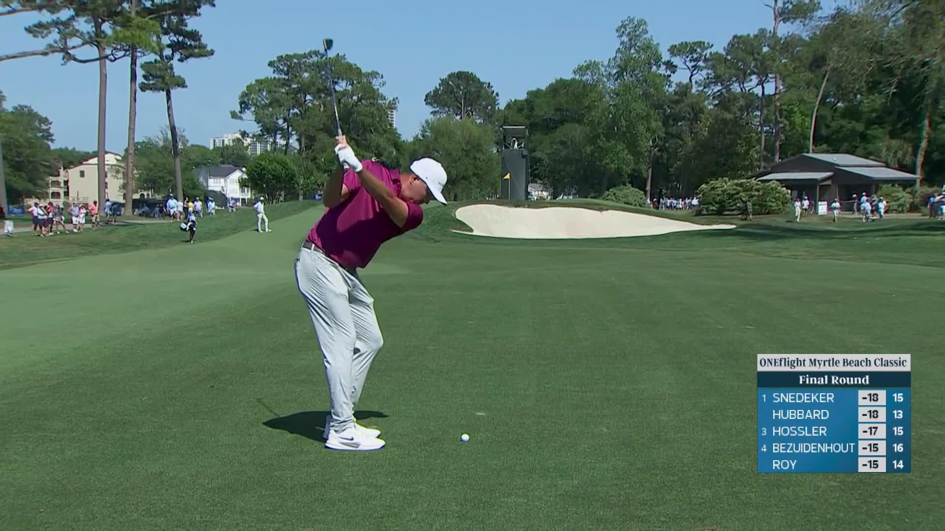 Kevin Roy gets up-and-down from 100 yards for birdie on No. 15 at ONEflight Myrtle