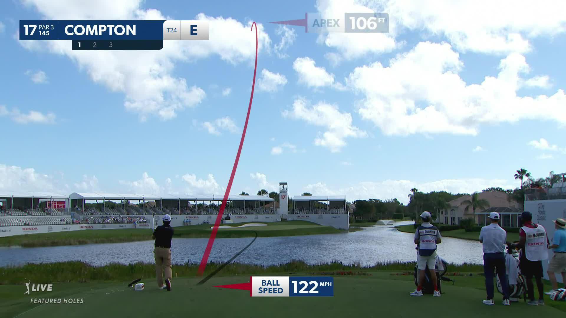 Erik Compton's tee shot and birdie at Honda